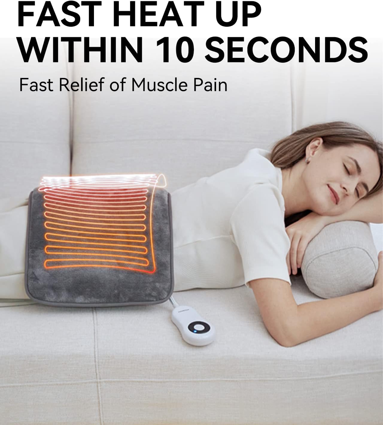 Warm Storm Heating Pad for Back Pain Relief,Double Flannel 12" X 24", Electric Heating Pads for Cramps with 4 Hours Auto Shut Off, 5 Heat Settings,Moist Dry Heat Options,Machine Washable
