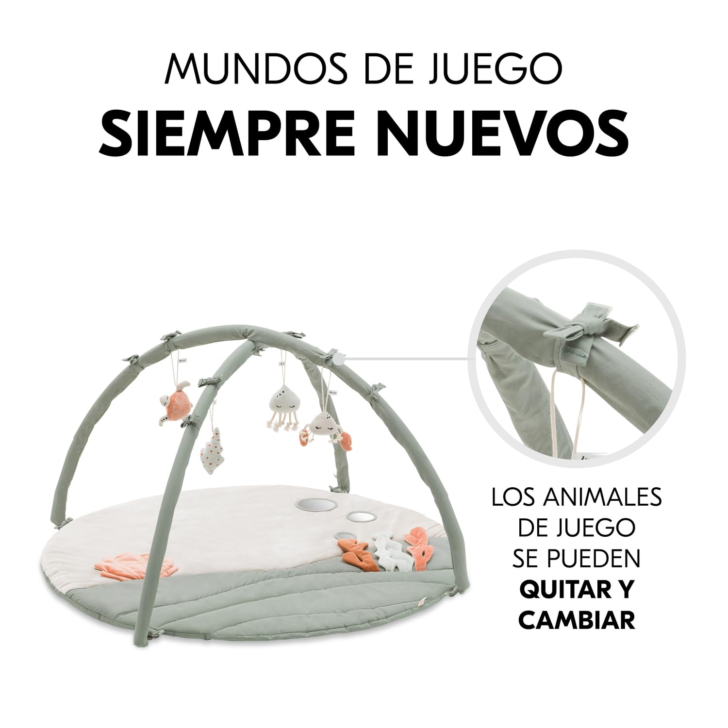 hauck Parque Infantil Bebe Relax N Watch con Arco de Actividades, Gimnasio Bebe Montessori, Manta Actividades Bebe Plegable con Espejos, Animales, Crujidos, Gris