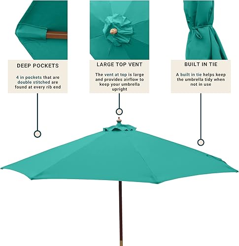 Miniatura 37 de Formosa Covers Toldo de repuesto para sombrilla de patio de 9 pies y 6 varillas – Lona superior – Protección UV 300D y tela resistente al agua – Dúo