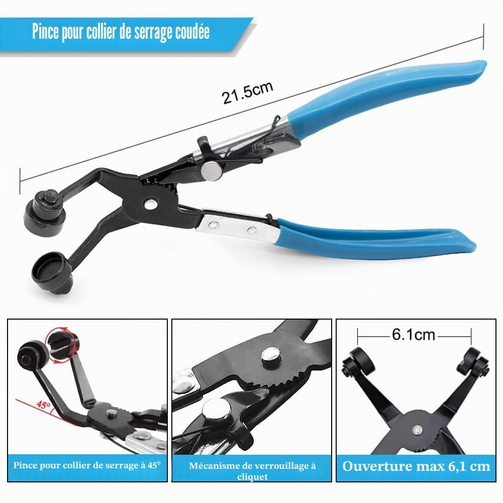 Lot de 4 Pince Collier Durite de Voiture, Pinces pour Colliers de Serrage Pince à Collier de Serrage pour Automobiles pour le Démontage et l'installation de Colliers de Serrage