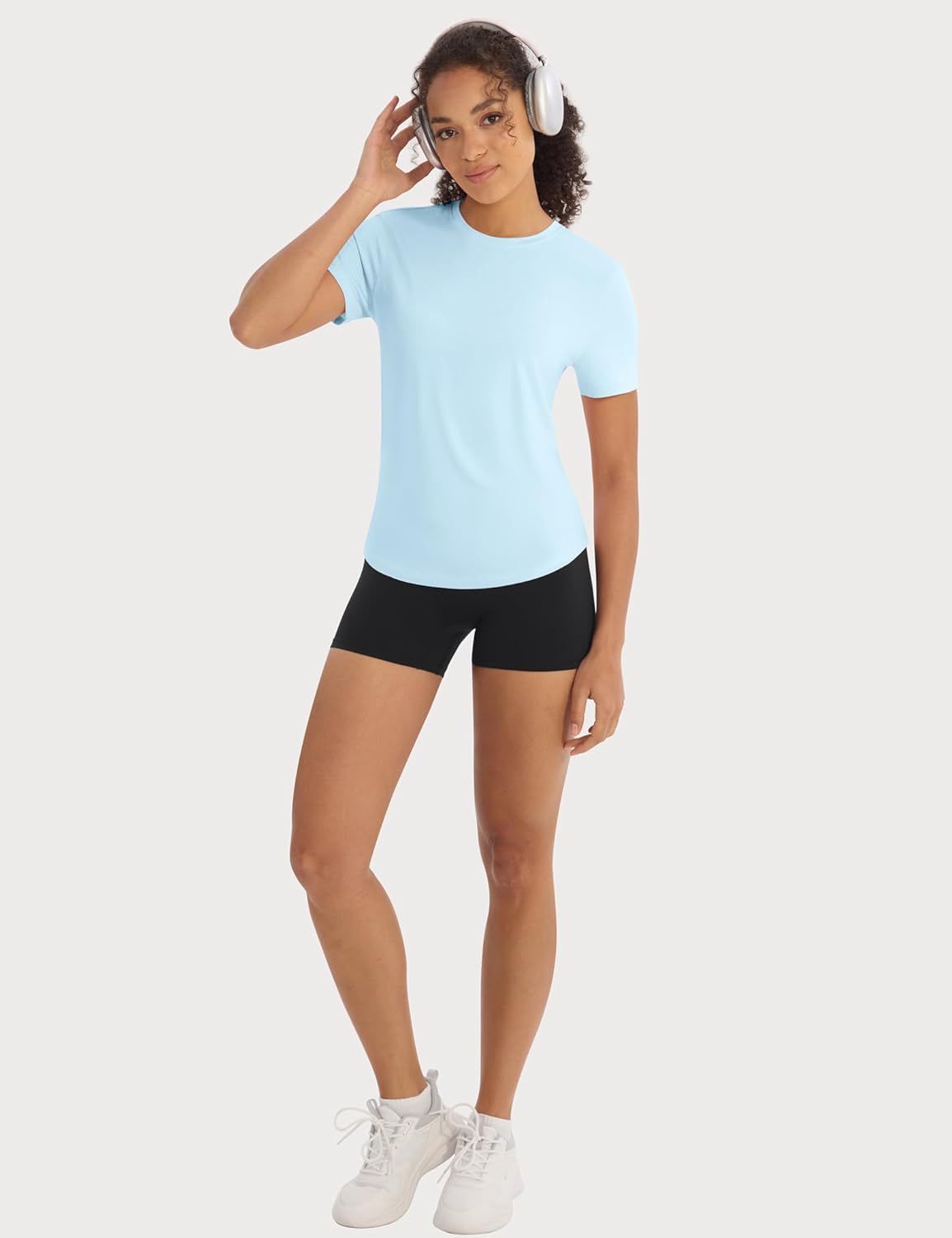 5 Pack Workout Tops for Women Crew Neck Dry Fit Short Sleeve Athletic T-Shirts for Gym Pilates Yoga Fitness Wear