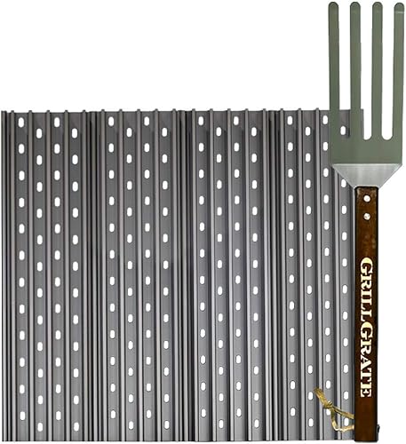 GrillGrate - Juego de parrilla + herramienta de rejilla - 17.375 pulgadas - Accesorio de parrilla premium -
