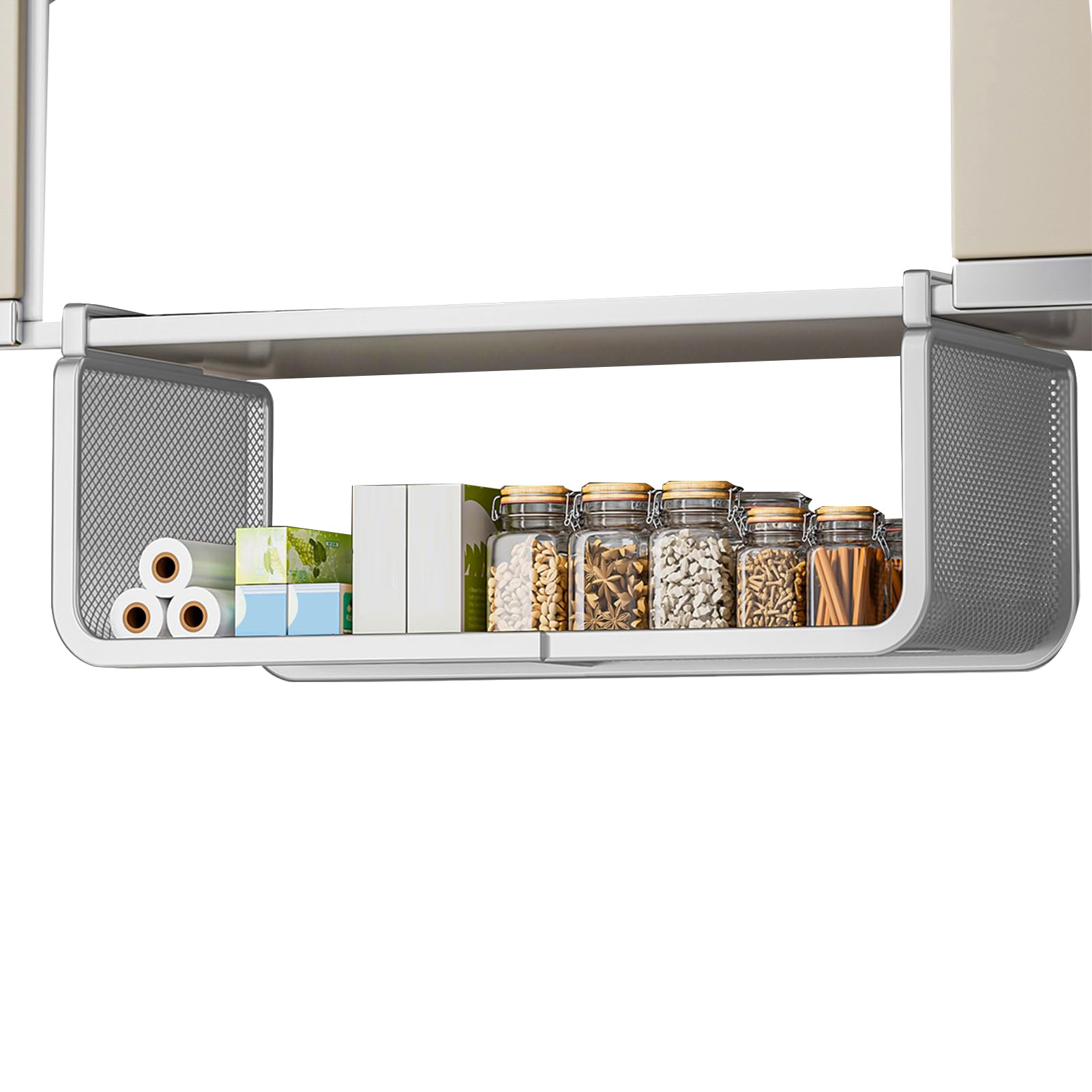 Cesta De Almacenamiento Bajo Armario Ahorro Espacio Colgable Acero Al | Organizador Expandible Bajo El Estante Para Baño, Estudio, Armario, Cocina, Condimentos, Conservas, V