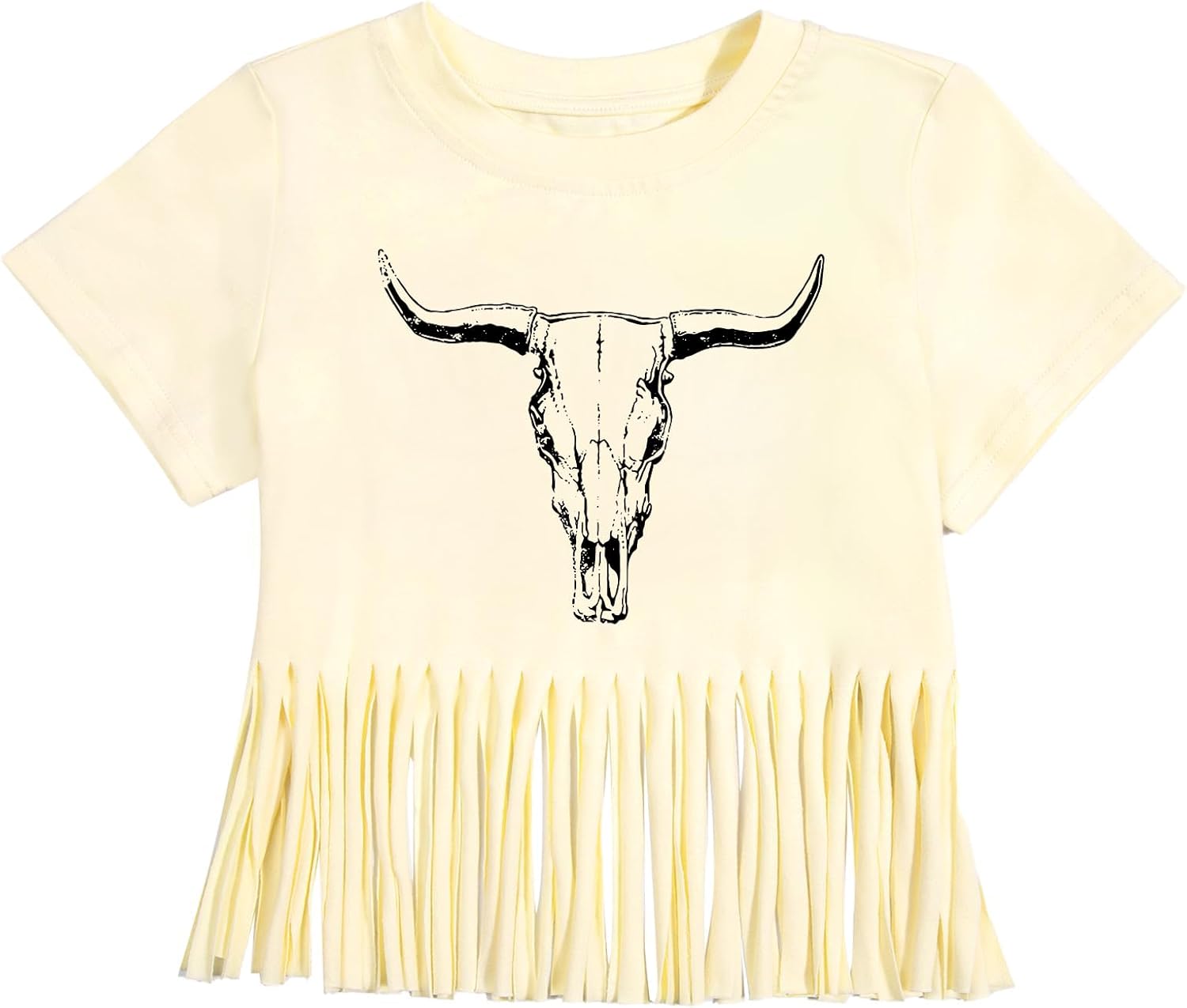 Girls Western Fringe Shirt Long Live Cowgirls Country Rodeo Shirts Kids Cow Skull Graphic Tees Tassel Fringe Tops