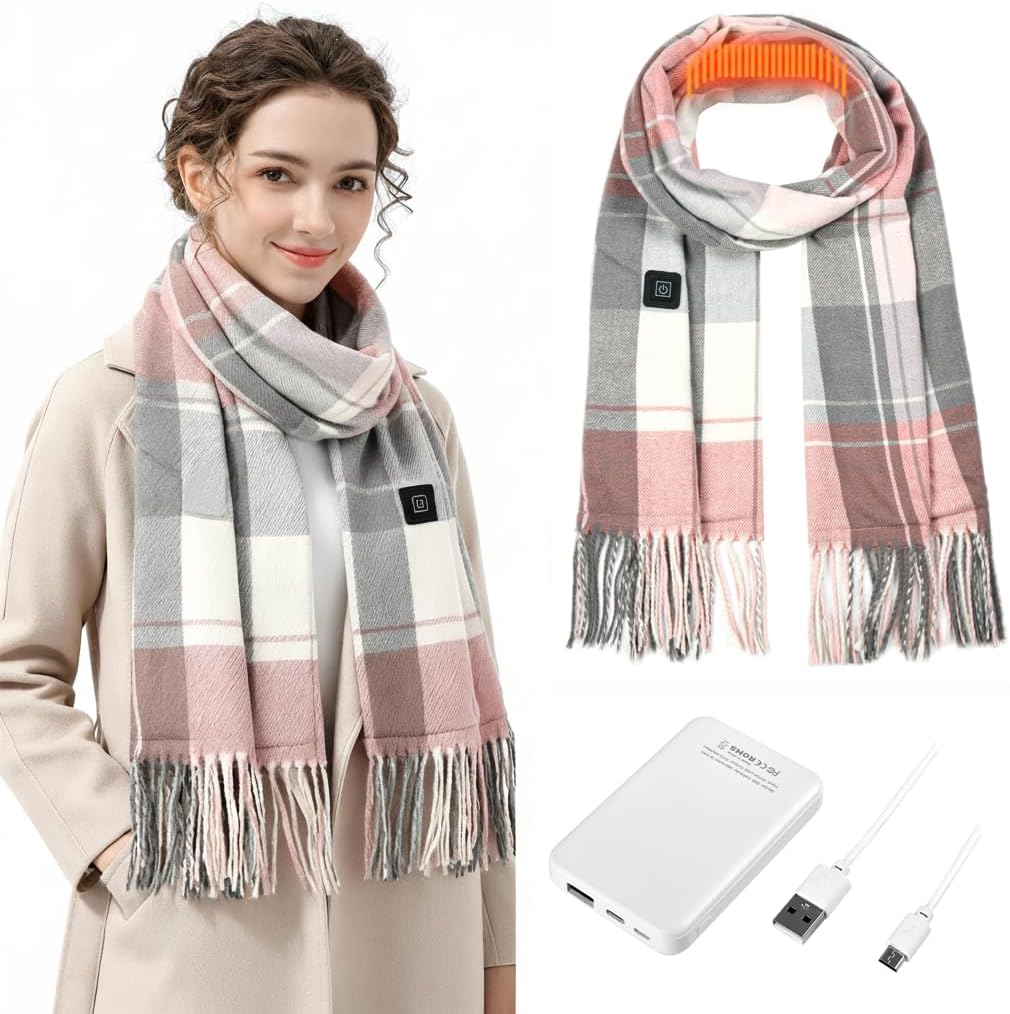 Heated Scarf for Women Men, Eletric Heated Scarf with Rechargeable Battery 5000mAh, Ideal Gift for Christmas