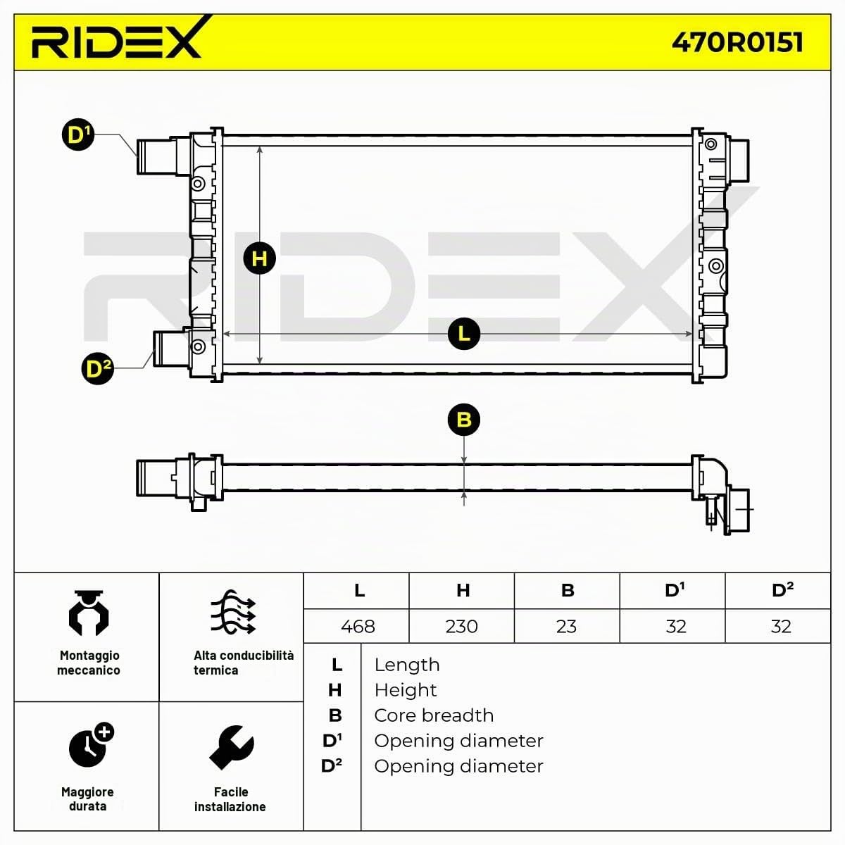 RIDEX 470R0151 Radiatore motore