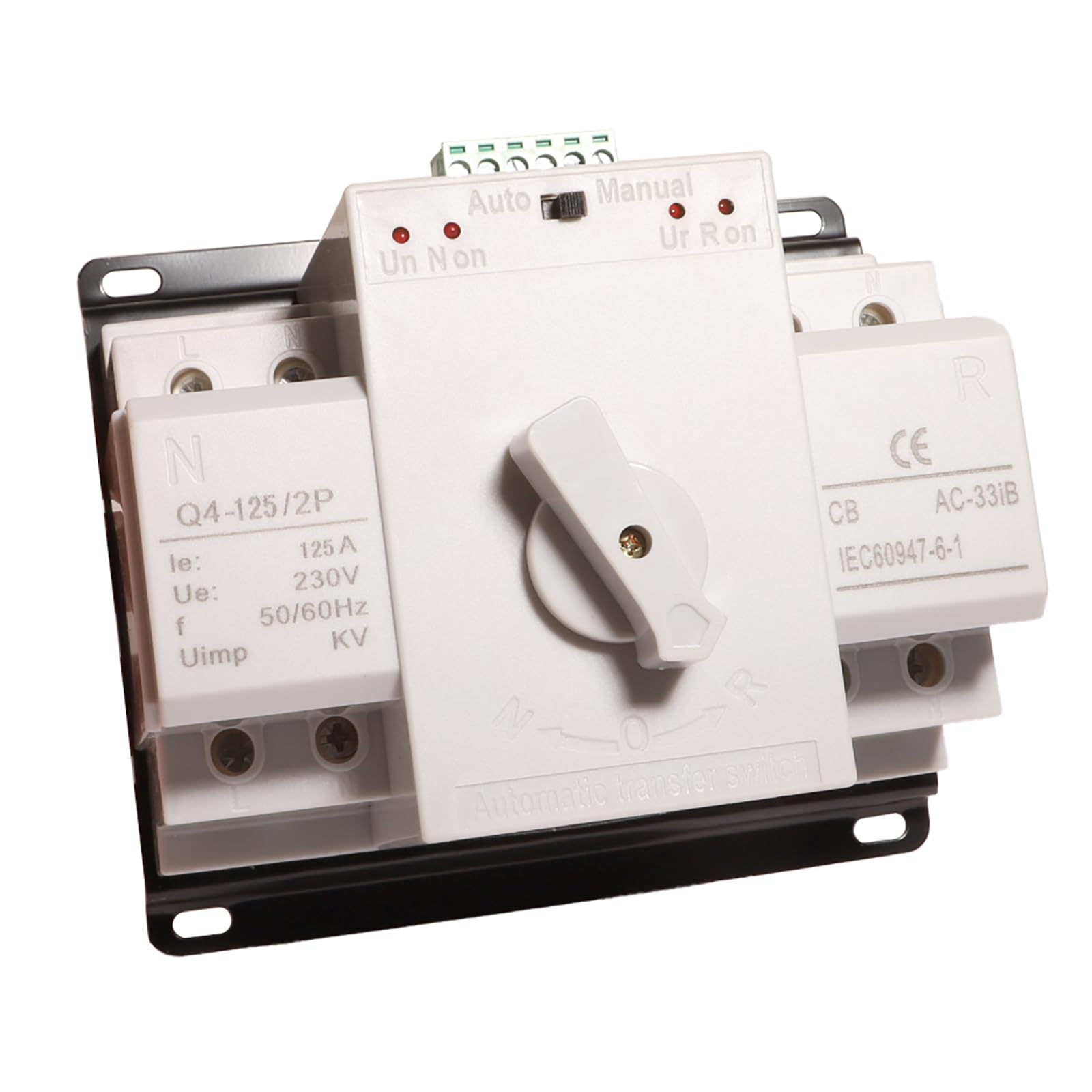 Shengbowi Dual Power Automatic Transfer Switch ATS 2P 125A 230V DIN Rail for Solar & UPS Uninterrupted Changeover AC CB Toggle Double Municipal Electricity Inverter