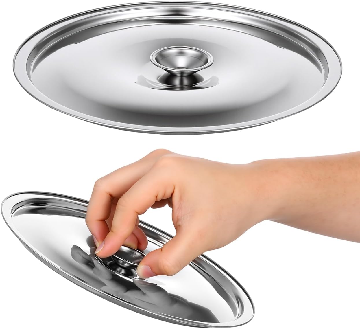 8.6 Inch Universal Pot Lid for Small Pan Lightweight Stainless Steel Cover for Egg Pan, Small Pot, and Seasoning Cup Metal Lid with Knob