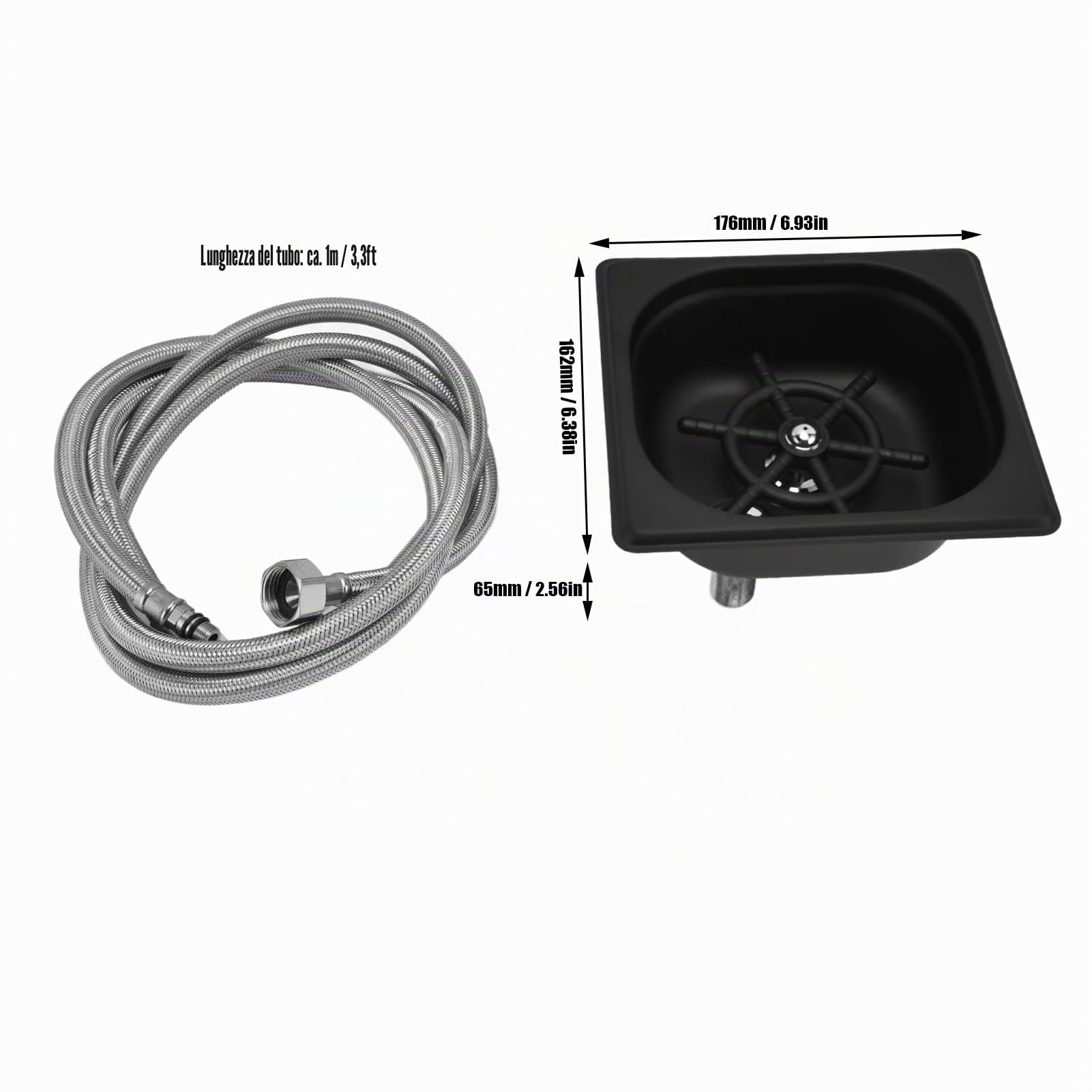 Sciacquatrice per Bicchieri, Lavabicchieri Automatica, Lavabottiglie in Vetro Ad Alta Pressione, Accessori per Lavelli da in Acciaio Inossidabile per Cucine da Laboratorio per Uso(Nero)
