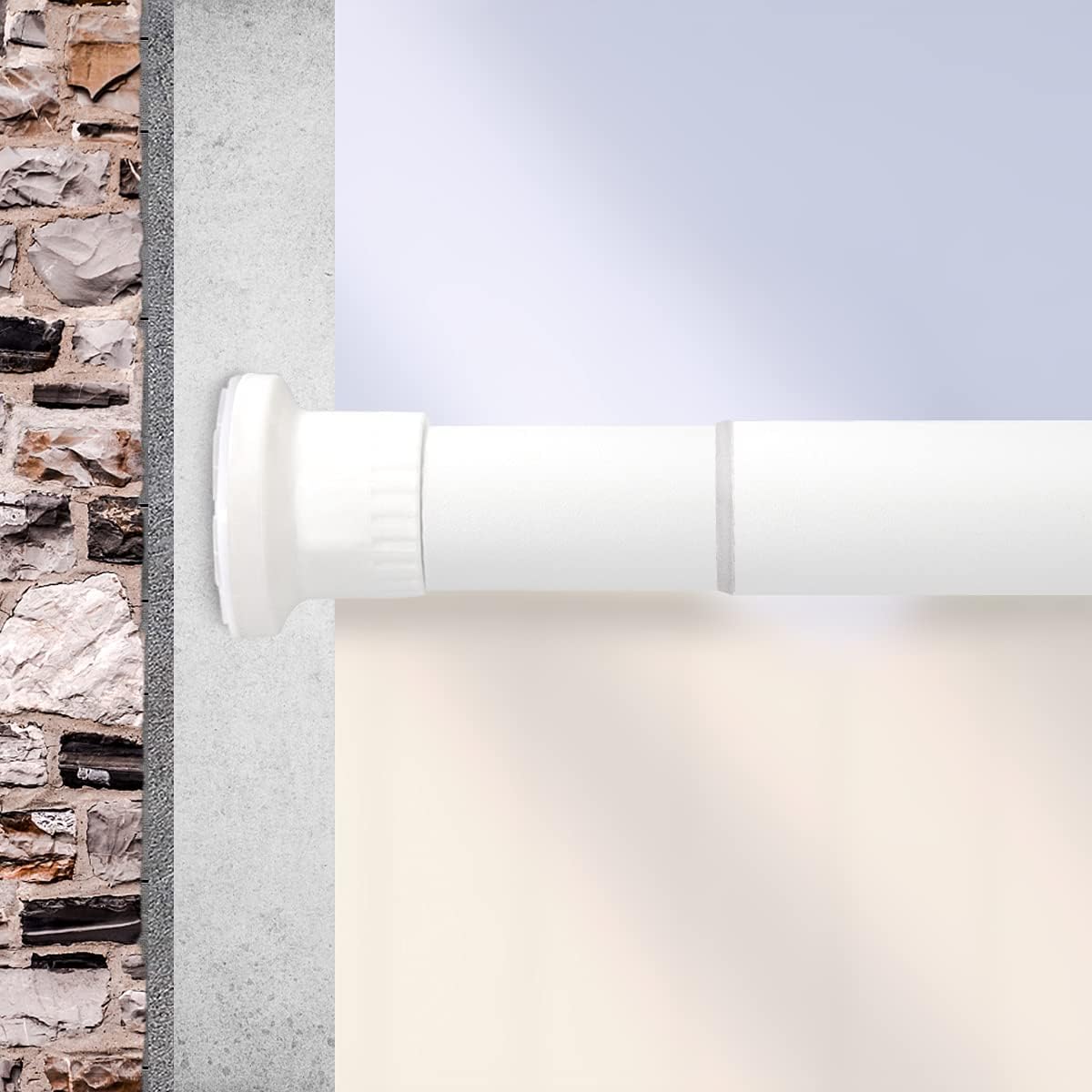 Qlfyuu Curtain Rail Tension Rod Extendable Curtain Pole, Heavy Duty Curtain Rod Pole No Drilling, Telescopic Curtain Pole Rust Free (White, 310-410CM)