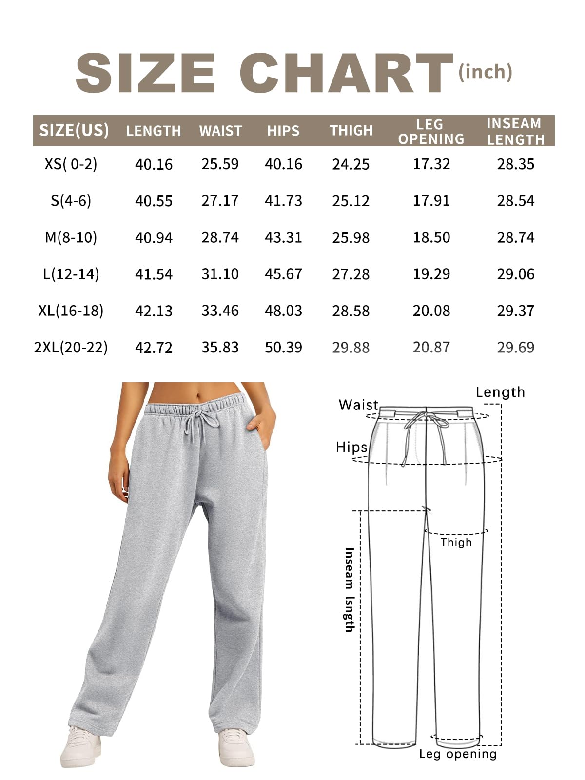 AUTOMET Pantalon de survêtement ample à jambe large pour femme, doublure en polaire, pantalon ample à jambe droite, tenue d'automne, jogging athlétique avec poches