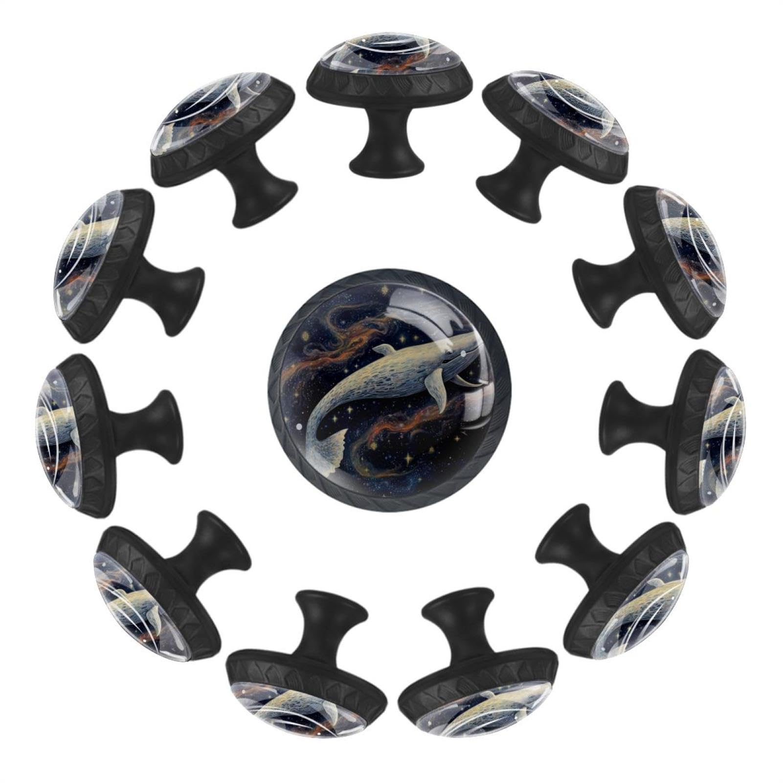 Boutons de tiroir ronds en verre cristal transparent galaxie pour meuble et placard x12