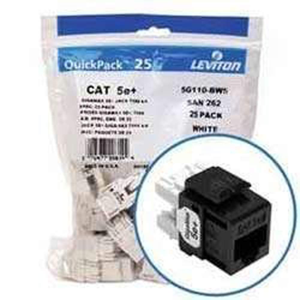 Leviton 5G110-BE5 Extreme CAT 5E UTP Jack 25PK, Black