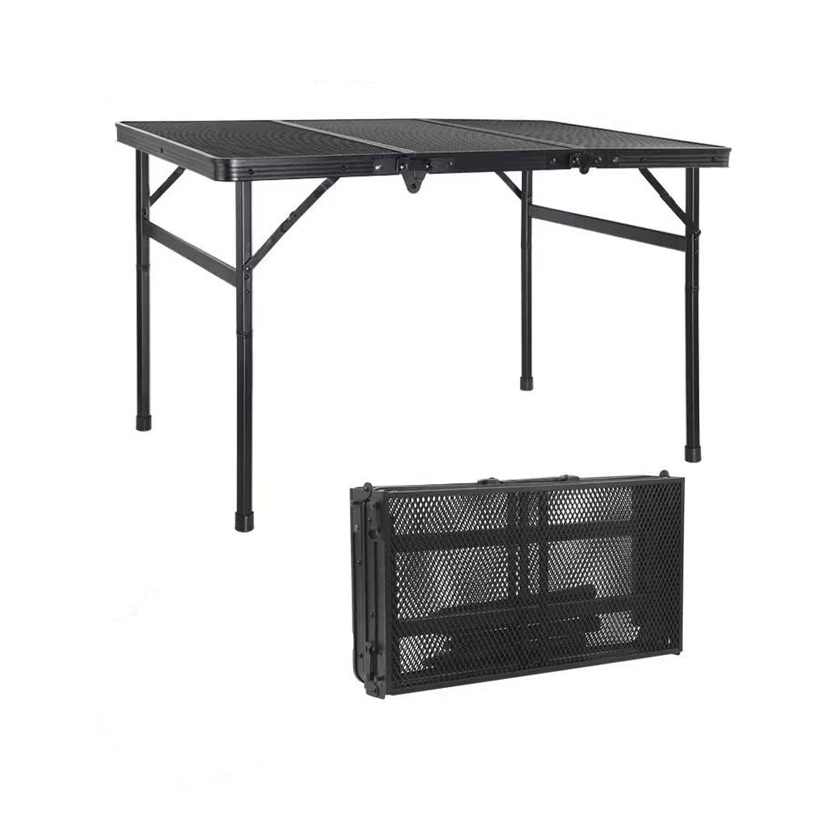 Mesa auxiliar compacta portátil para parrilla de camping, mesa de metal plegable con asa, mesa de picnic al aire libre de 35.2 pulgadas para jardín, caravana, patio, fiestas y mercados, diseño de