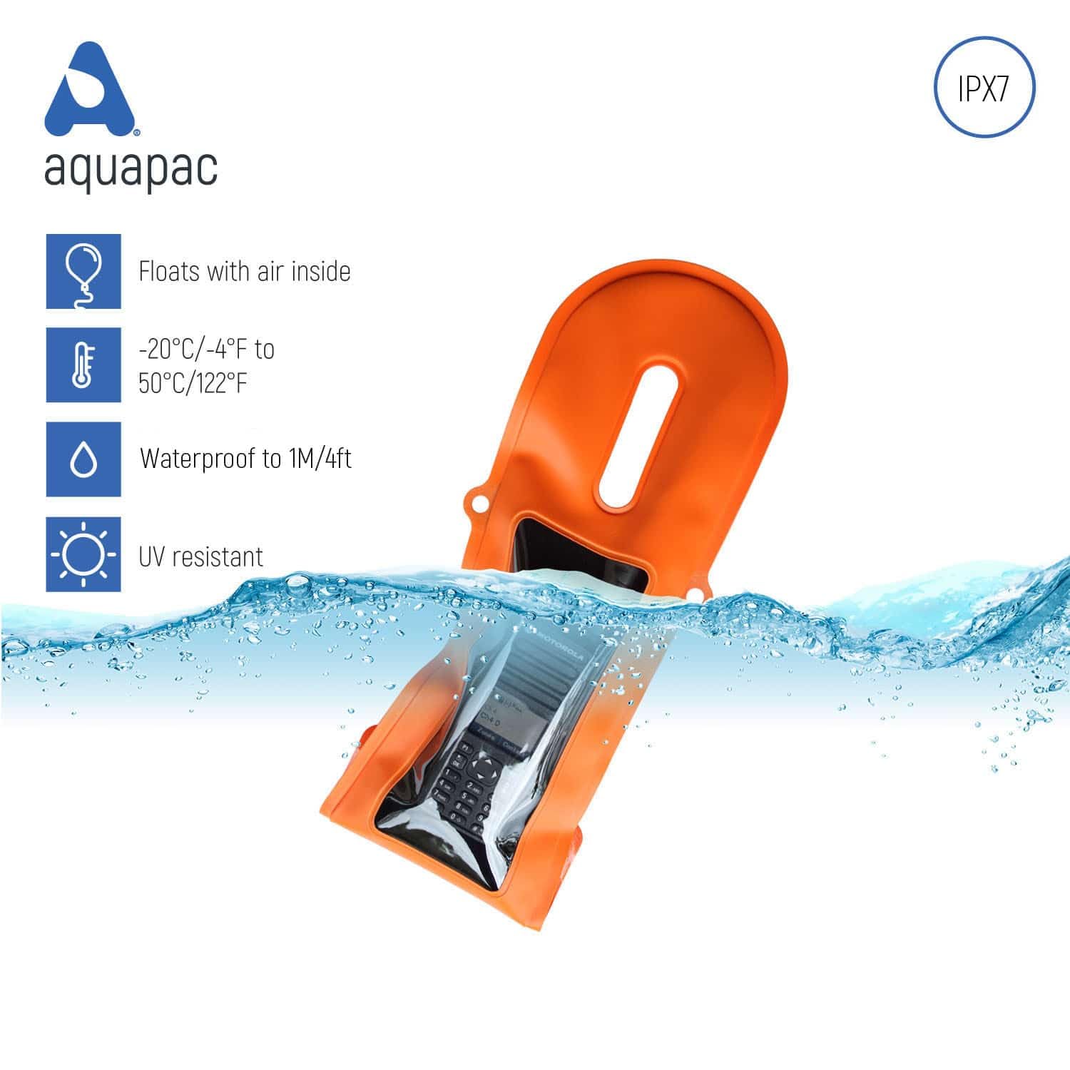Aquapac Funda para radio VHF, Naranja de seguridad, Resistente al agua