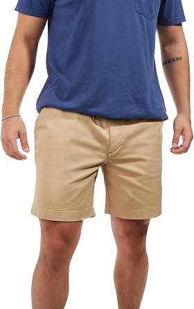 Chubbies Chino Shorts Men 7 Inch - Mens Shorts Casual with Elastic Waistband, Side and Back Pockets, Stretch Cotton Blend