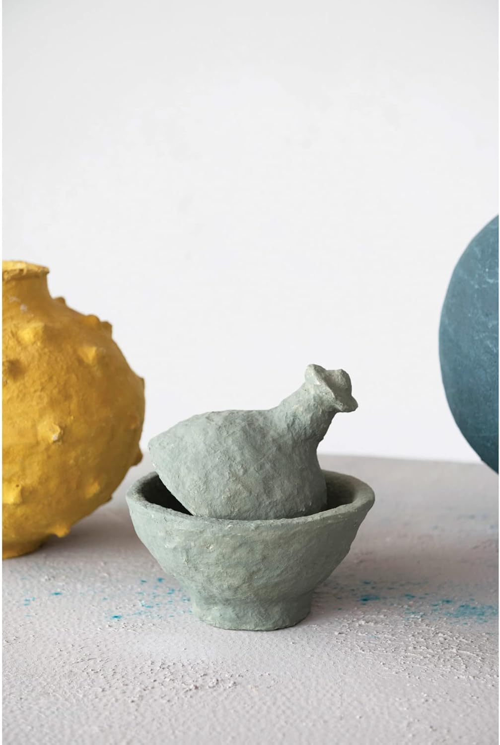 Artisanal Raised Dot Design 12" Paper Mache Decorative Vase