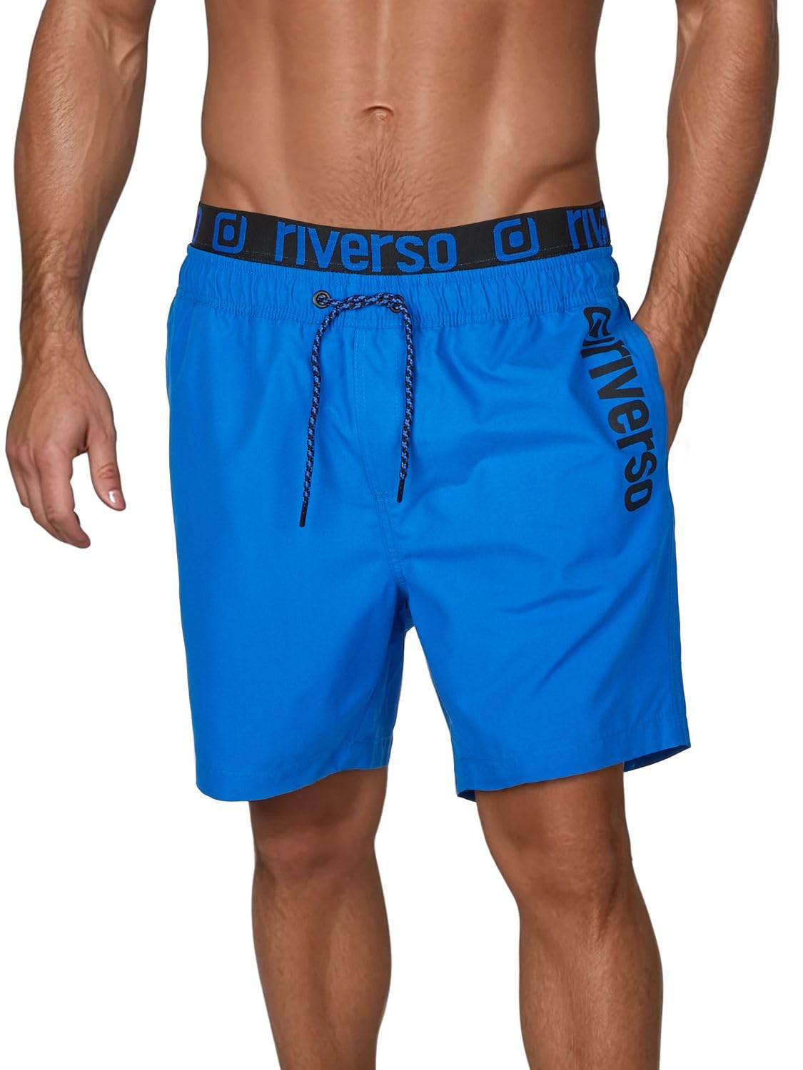 riverso Badehose Herren Regular Fit RIVBobby Kurze Hosen Badeshorts Schwimmhose Shorts Schnelltrocknend Print Elastischer Bund Schwarz Grün Orange Rot Blau S M L XL XXL 3XL 4XL 5XL