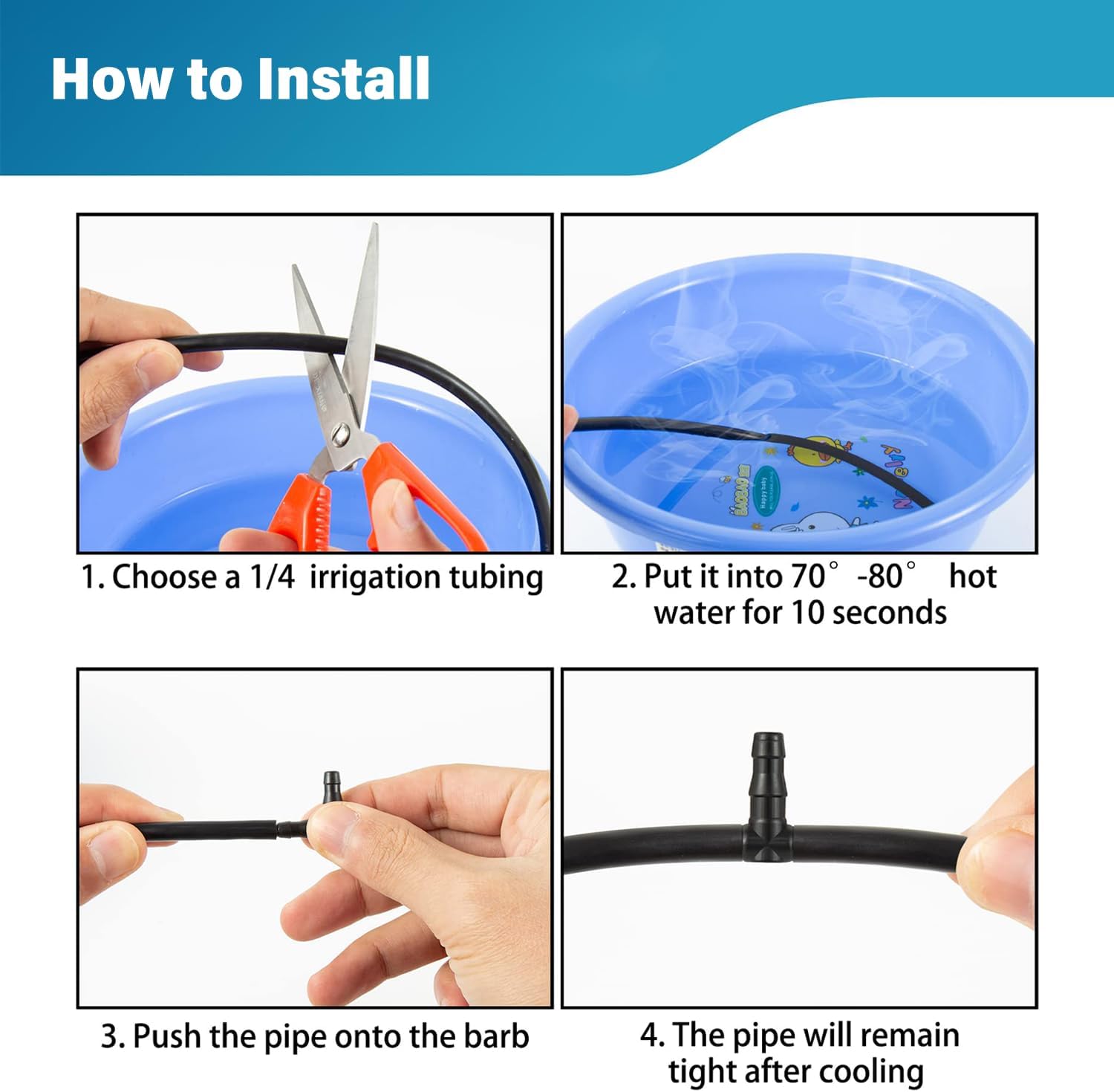 280 Pcs Barbed Connectors Irrigation Fittings Kit, Drip Irrigation Barbed Connectors 1/4''Tubing Fittings Kit for Flower Pot Garden Lawn