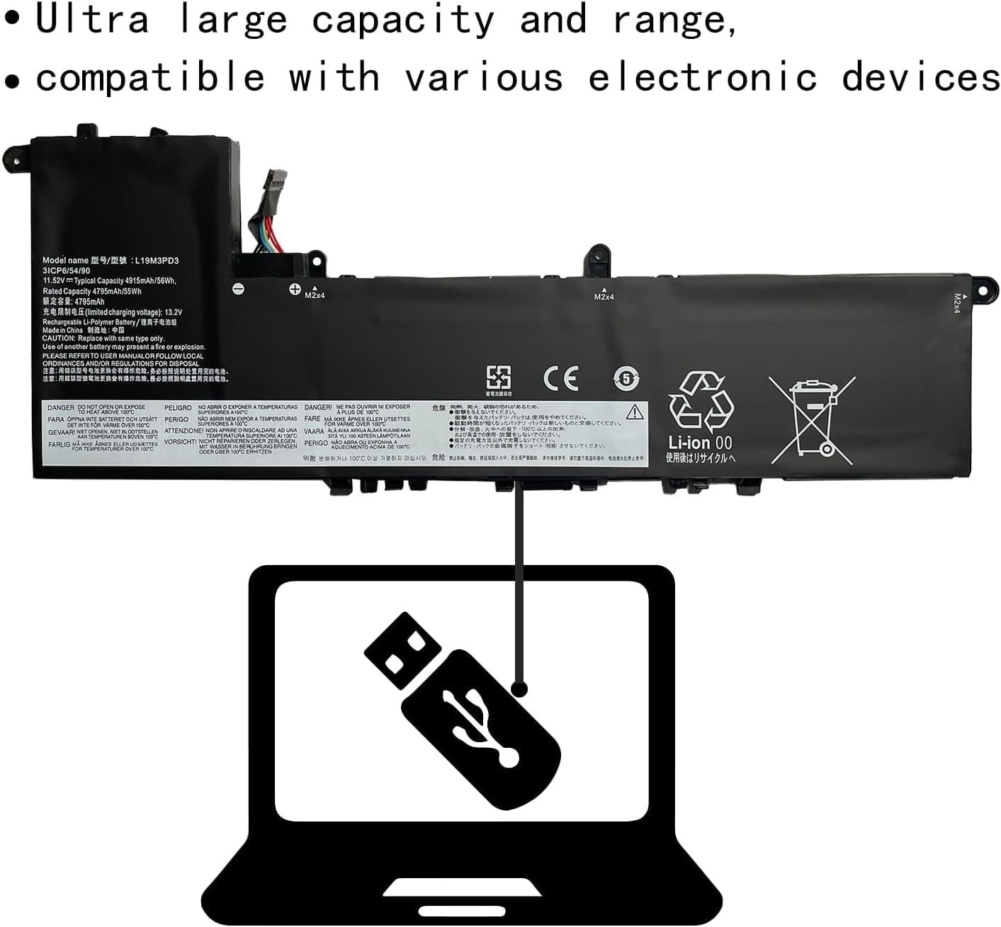 L19M3PD3 L19D3PD3 L19L3PD3 SB10V27762 SB10V27764 SB10V27765 Laptop Battery Replacement for Lenovo ideapad S540-13API S540-13IML Series(11.52V 56Wh)