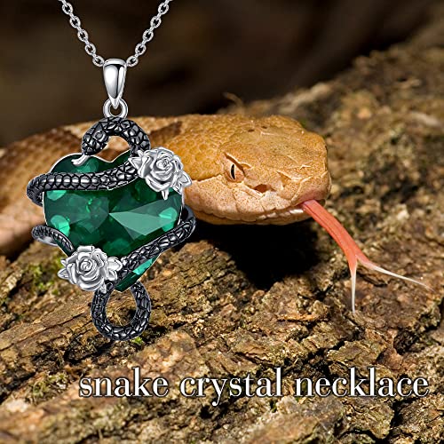 Plesitep Snake Necklace Sterling Silver Snake Pendant Embellished With Heart Shaped Crystal From Austria Jewelry Gift For Women Girls #TOP6
