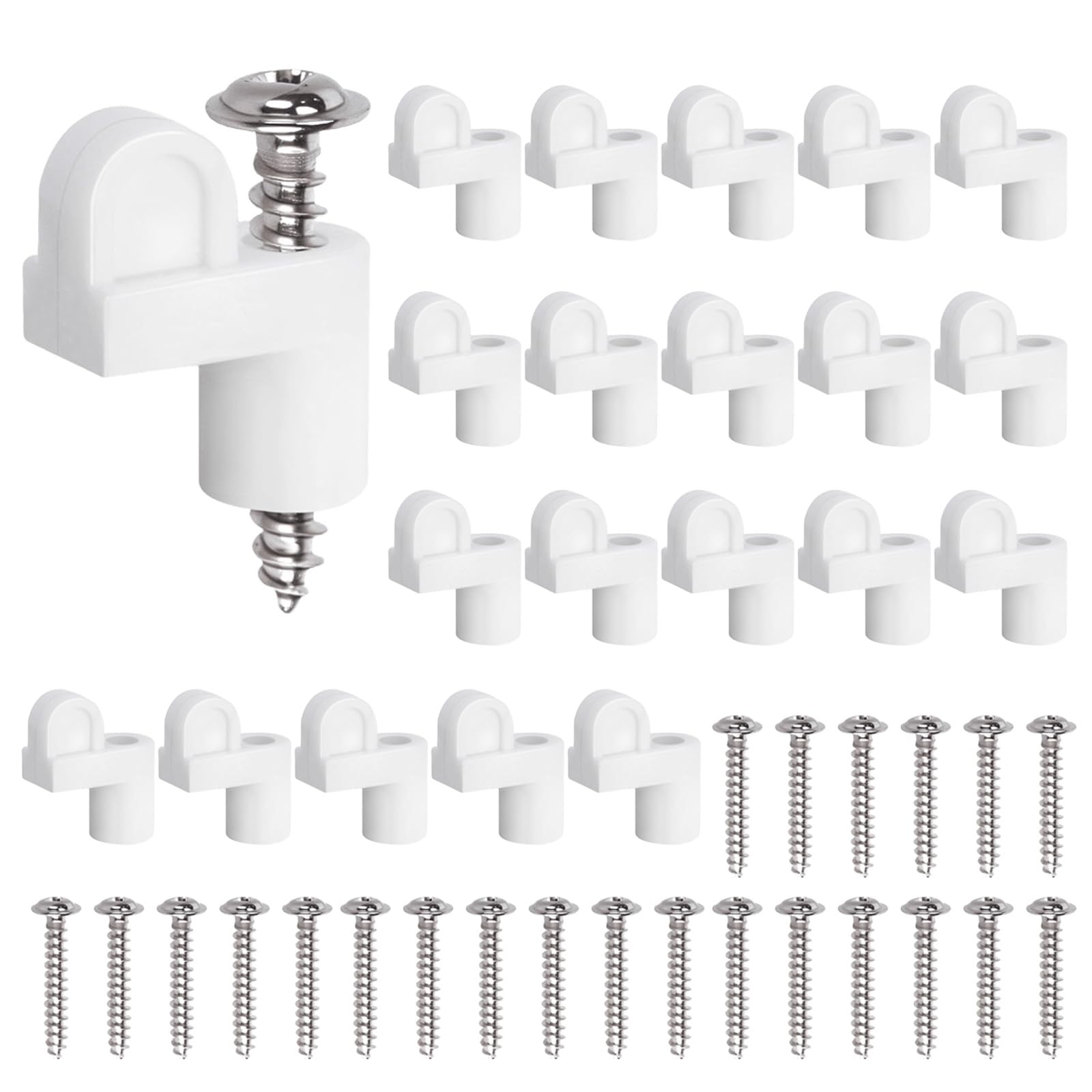 24 Pack 3/8 Inch White Window Screen Clips and Storm Window Clips, Offset Retainer Clips for Securing Window Screens and Storm Door Panels with Easy Installation