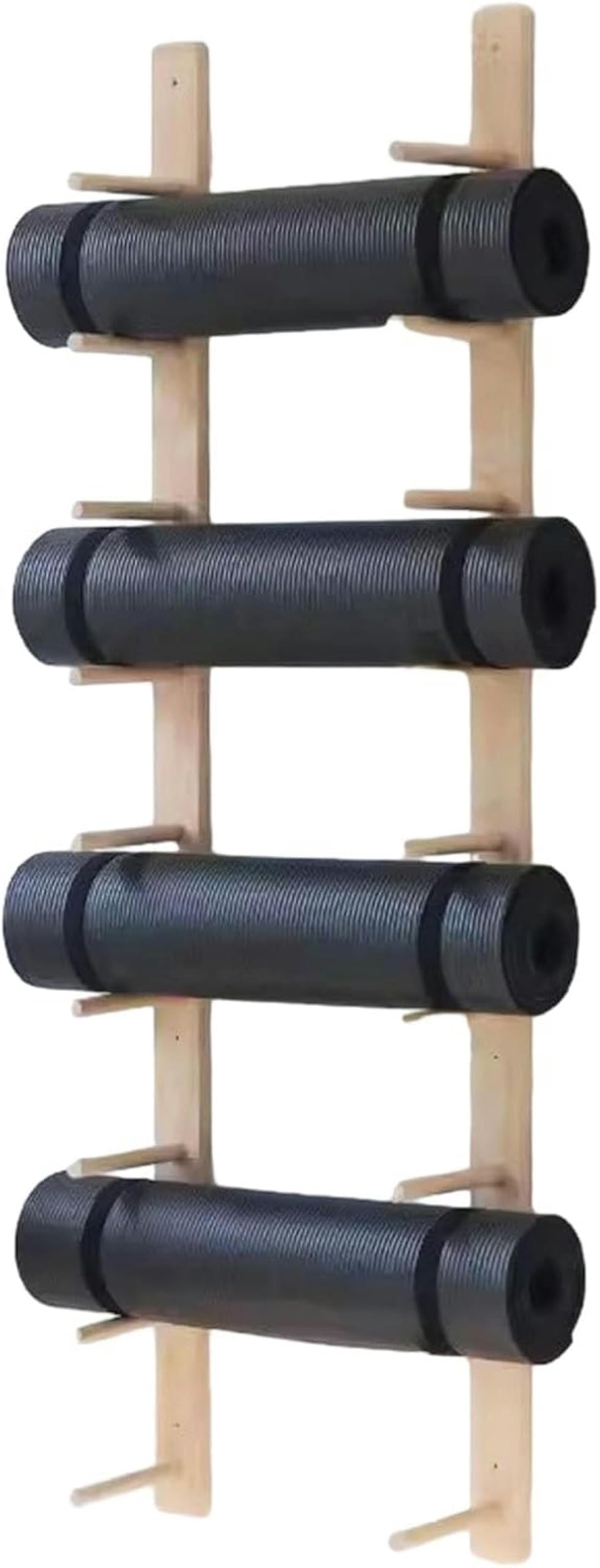 Support mural en bois pour tapis de yoga et sangle de fitness