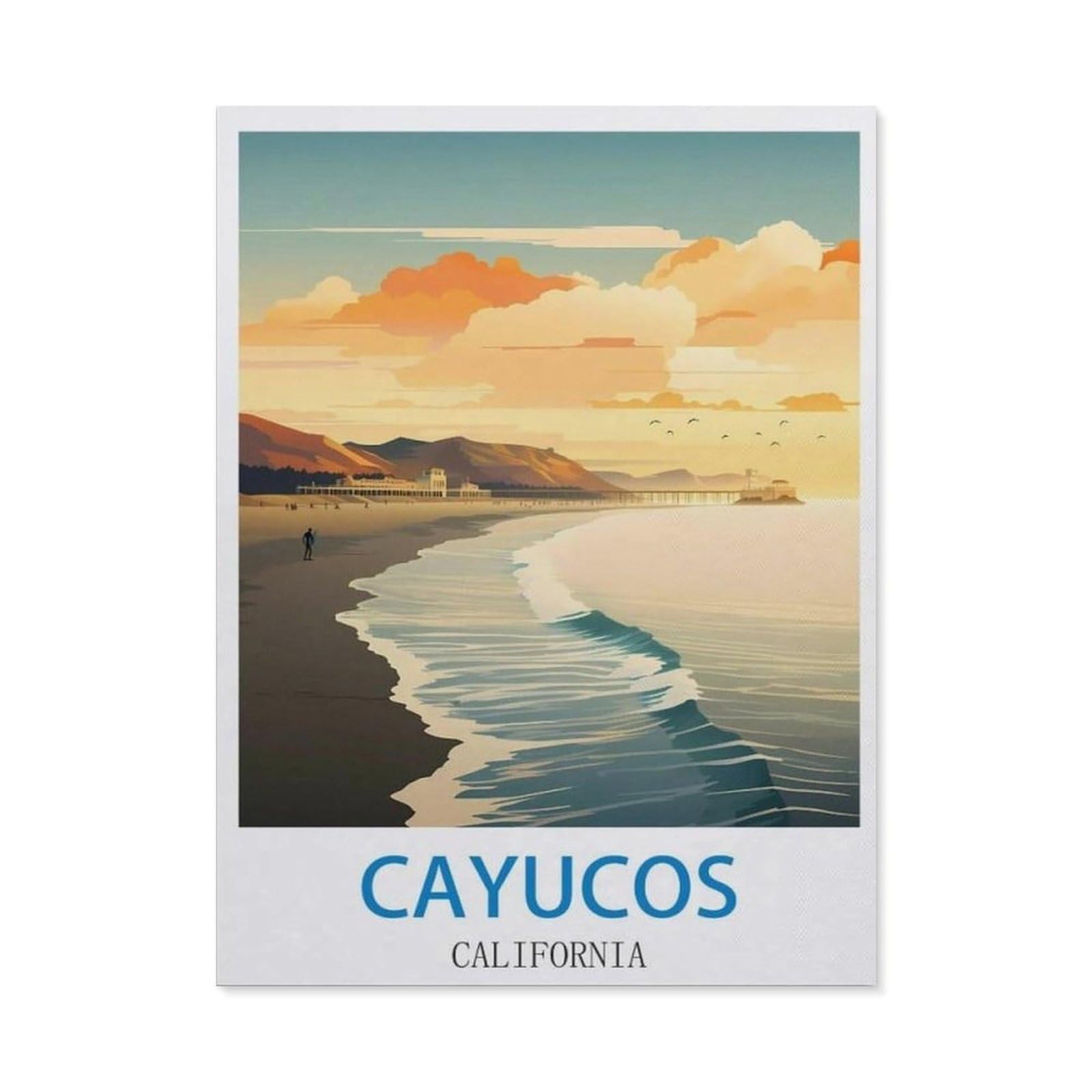 BEAYODKP 5D Diamond Painting，Cayucos California ， Surf（40 x 50 cm）