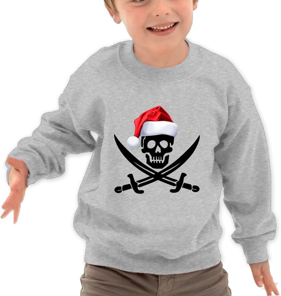 Minessy Kids Unisex Pirate Santa Skull 100% Cotton Sweatshirt Sweater Crew Neck Pullover Christmas Gift 3 Toddler