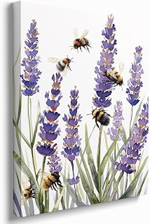 Generic Bee Canvas Wall Art Bee Painting Flowers on Bumblebee Painting Original art Bee Small wall Art Bee Gift Modern Living Room Bedroom Bathroom Home decor 16x24 poster frame wall art