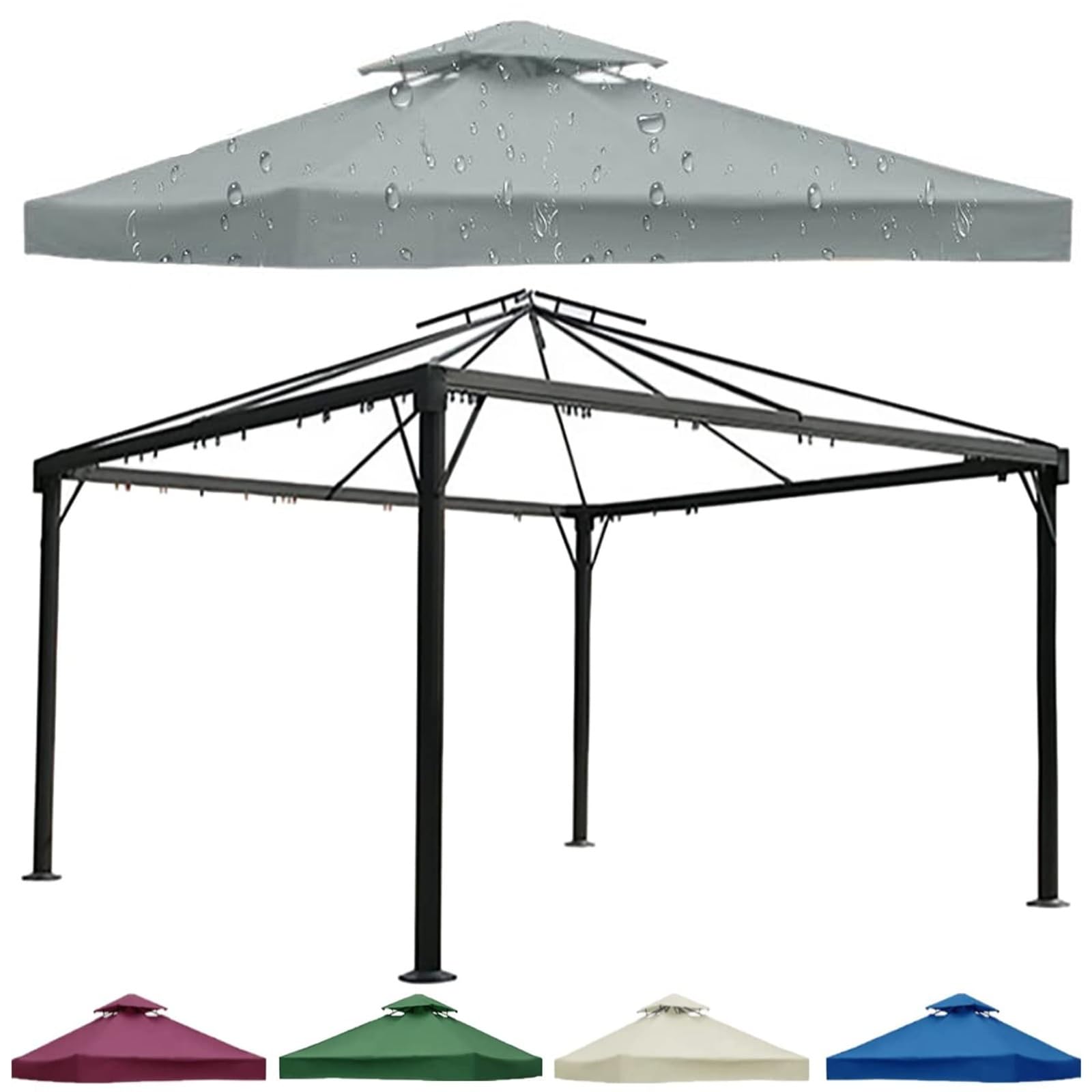 Auvent de rechange imperméable avec toit ventilé anti-UV pour pergola