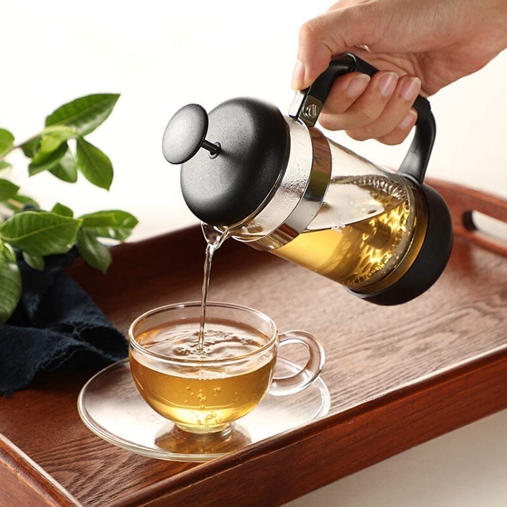 Prensa Francesa Cafetera 12oz / 350ml, 304 Café de acero inoxidable Press con pantallas de filtro, Borosilicato de Borosilicato Resistente al calor Cafetería Potcolador, Sender Sirviendo Cafetera