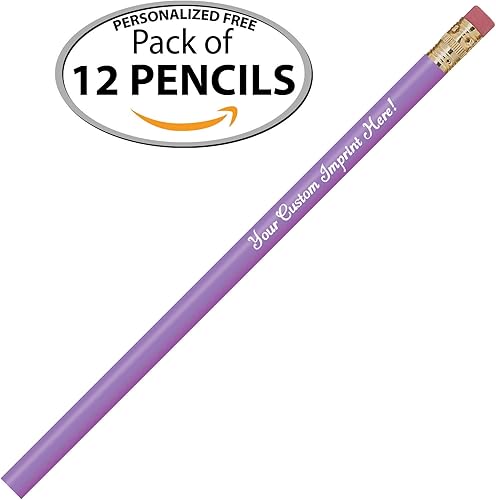 Miniatura 2 de Express Pencils Lápices personalizados redondos impresos con tu nombre Texto Logo Mensaje 12 paquetes de personalización gratis, gran idea de