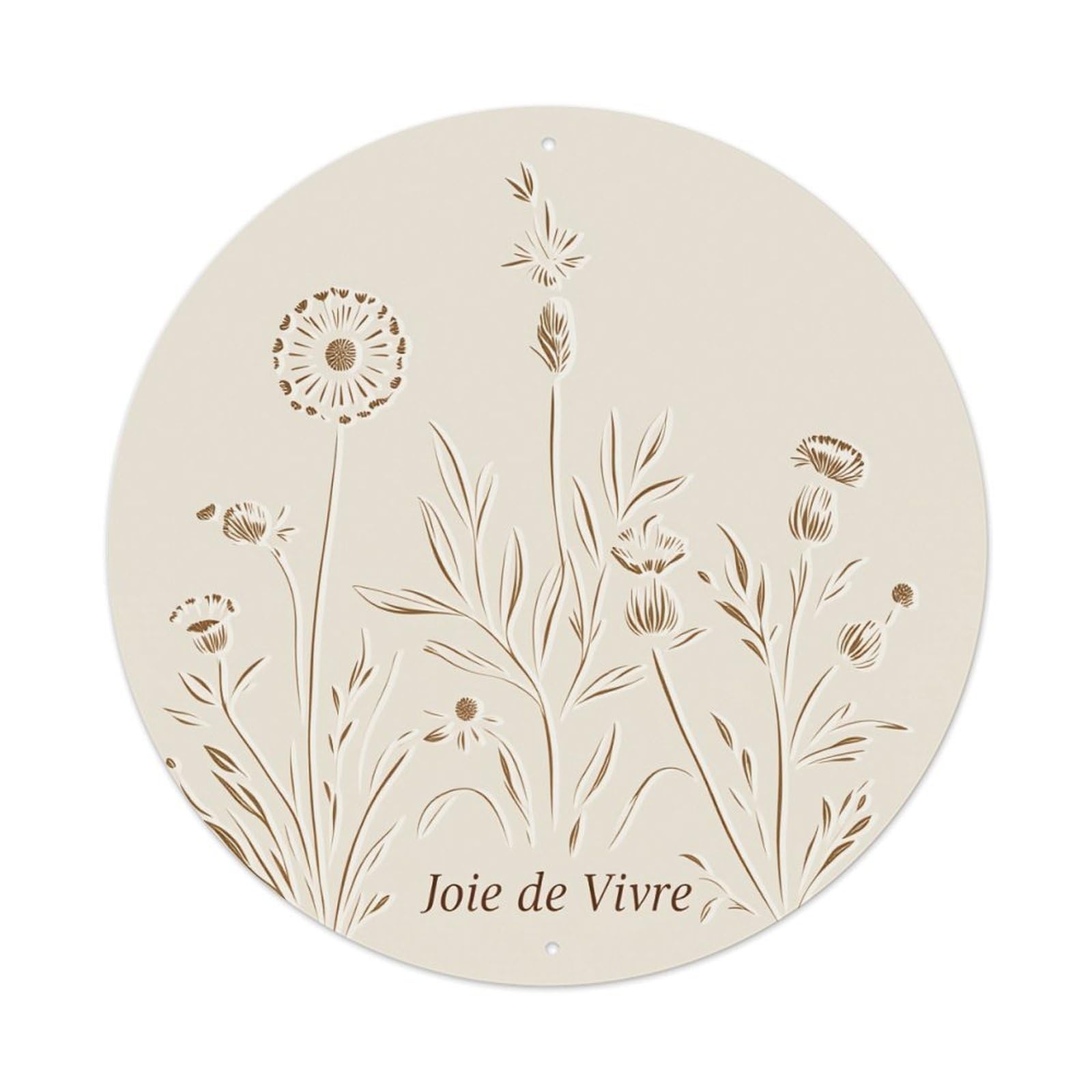 Floral Meadow Dandelion Wildflower Pattern Round Tin Sign Vintage Metal Poster, Home Bar Garage Man Cave Cafe Indoor & Outdoor Wall Decoration 8x8Inches