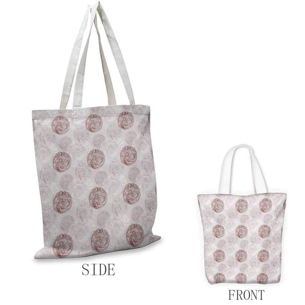 Floral Exquisite Shopping Bag Circular Flower Blooms in Soft Earthen Tones Curved Branches Effects Artwork Foldable Shopping Bag W15.75 x L13.78 Inch Warm Taupe Pearl