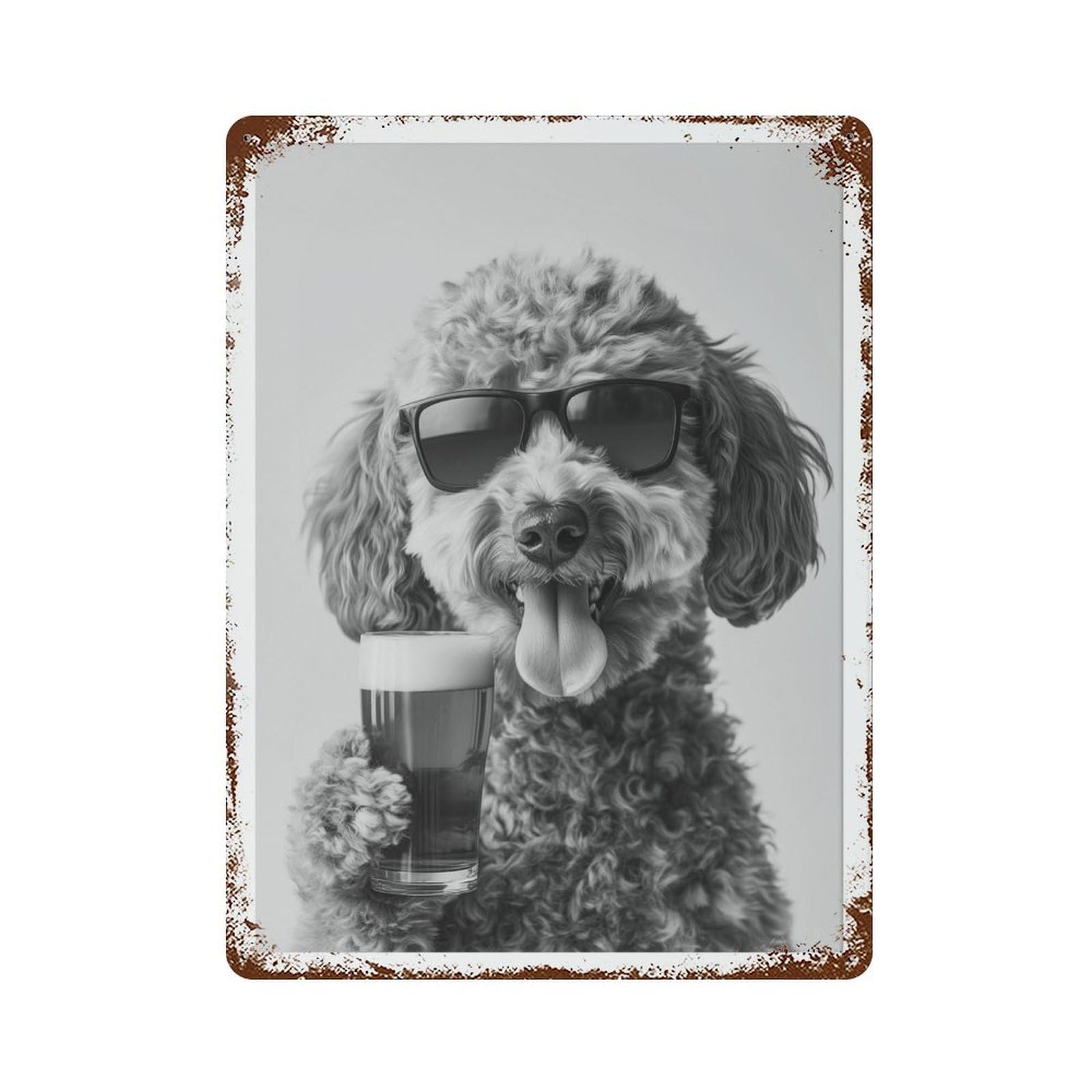 xiaoxiaoshen Goldendoodle Drinking Beer Pint_ Funny Doodle Dog Bar C Decor Wall Decor Art Metal Tin Poster Modern Home Decor Art Home Bar Shop Decorations Vintage Sign 40x30cm