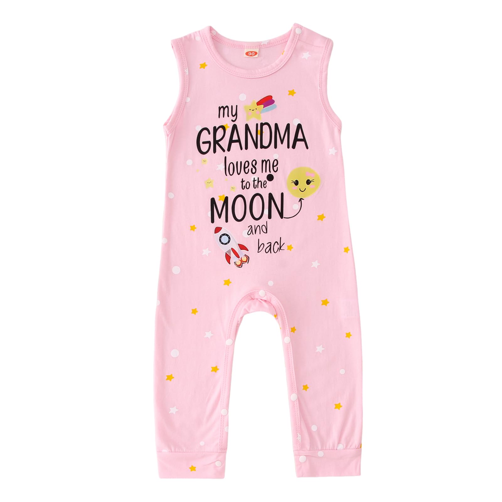 CM C M WODRO Baby Girl Funny Romper My Grandma Loves Me Onesie Sleeveless Jumpsuit Bodysuit Cute Newborn