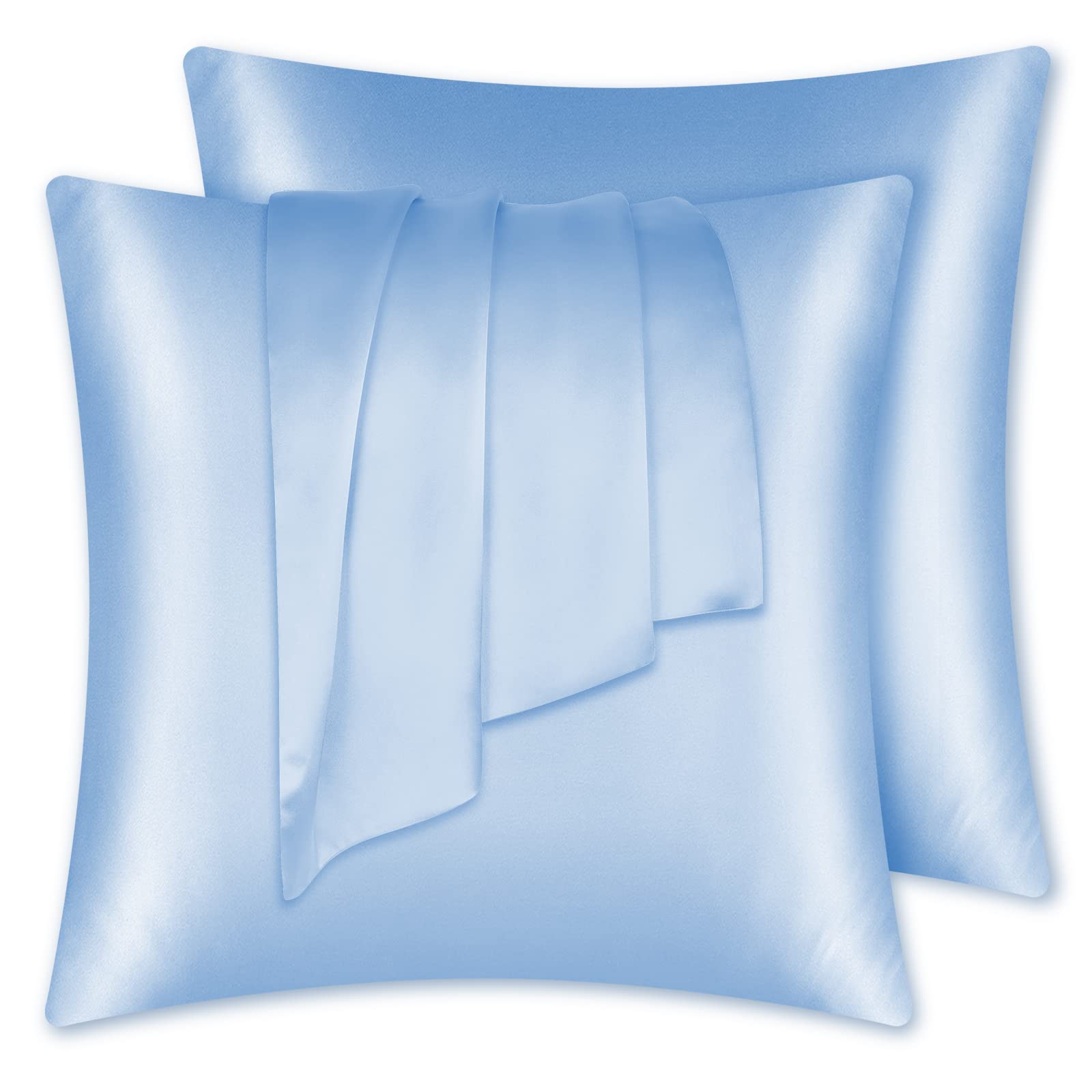 LULUSILK Seide Kissenbezug 65x65cm Hellblau, Haar- & Hautpflege, 2 Stücke