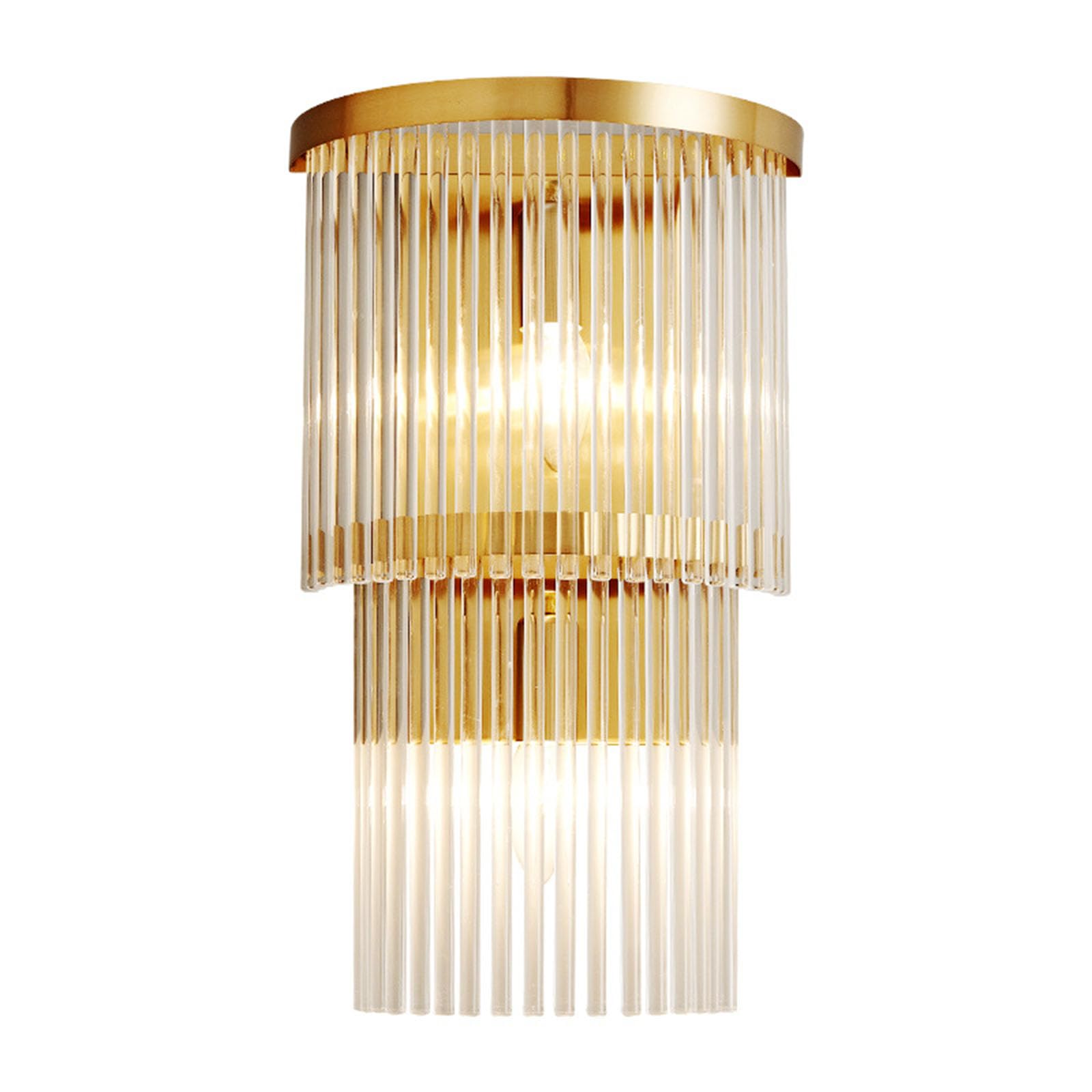 S-Cevada Sparkling Multi-Layer Crystal Wall Light Gold Steel Mounting Base E14 LED Wall Lamp Bedroom Bathroom Porch Corridor Wall Lighting Fixture