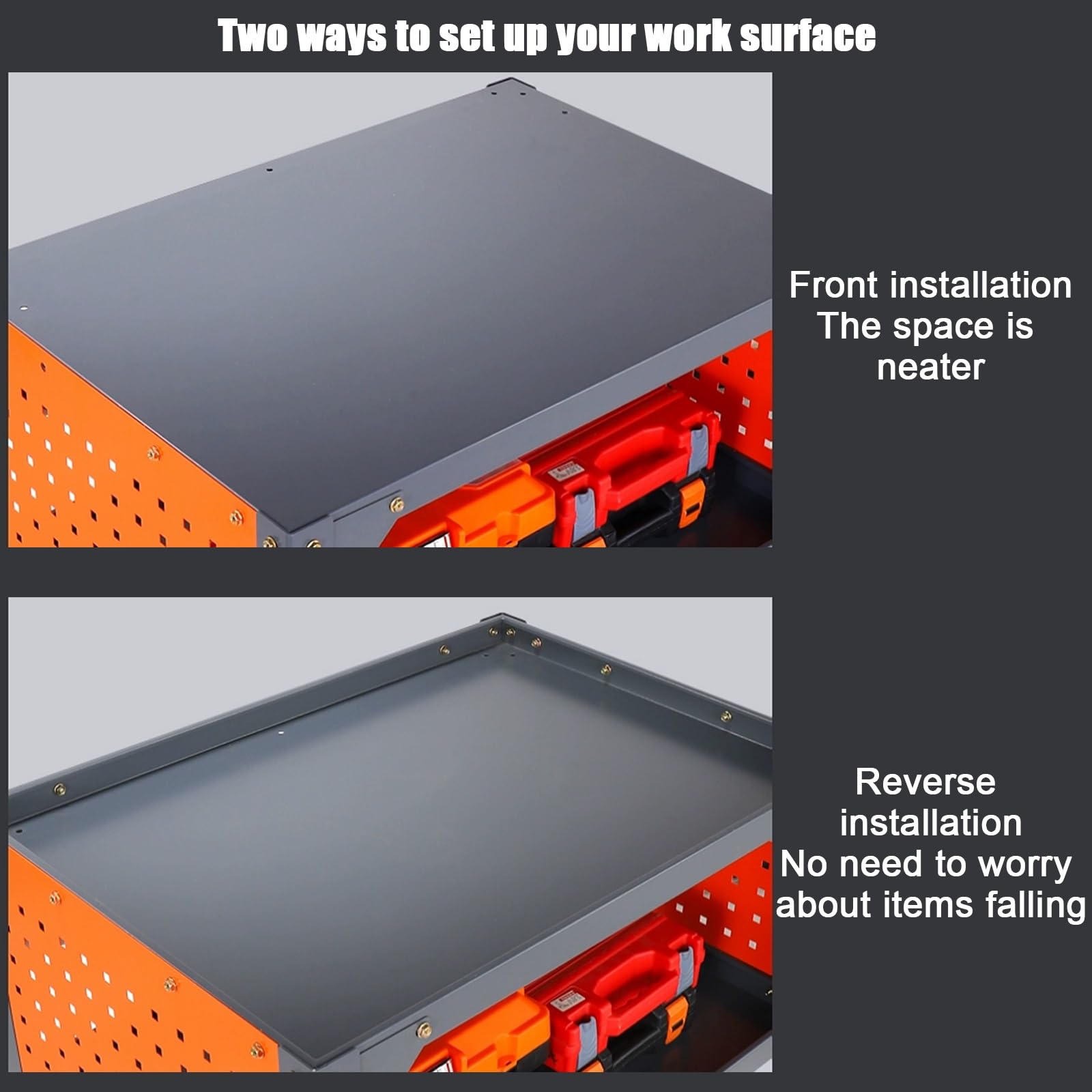 Wózek narzędziowy na kółkach, 3-poziomowy uchwyt na narzędzia z płytką siatkową, półka boczna, otwory na kierowcę, pudełko do przechowywania dla mechaników, garażu, warsztatu, nizacji