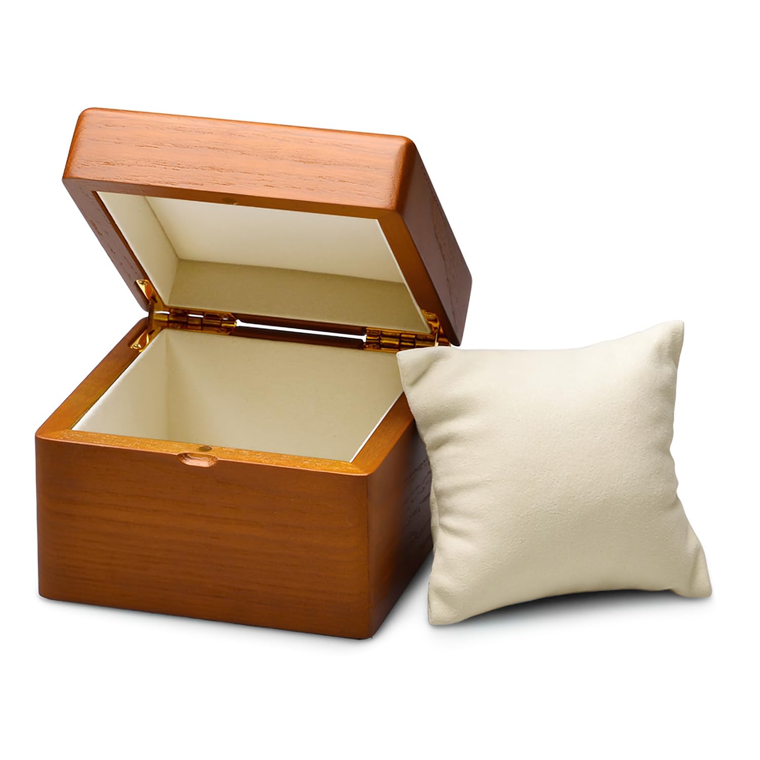 Oirlv Massivholz Uhrenbox für 1 Uhr,Uhrenaufbewahrung Armbandbox Halskettenbox Halskettenaufbewahrung(Creme Weiß/Einzel)