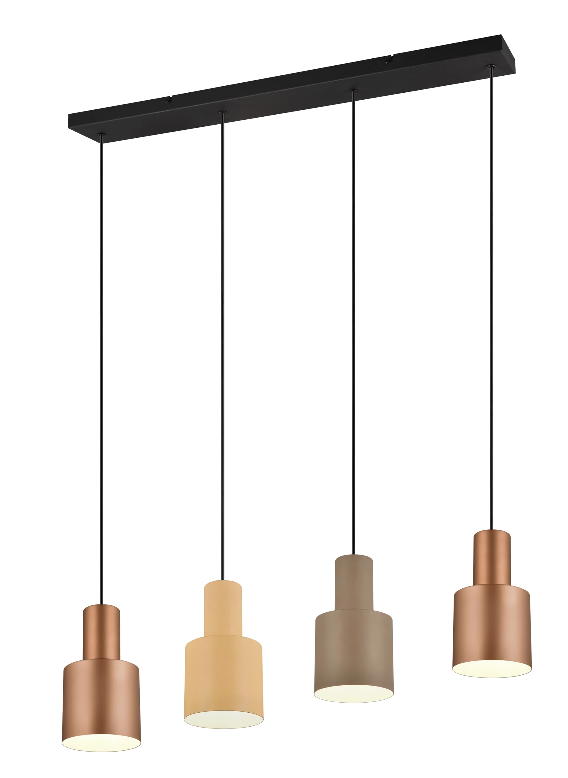 Trio Suspension Agudo 319400417, Métal Noir mat, Abat-jour Métal Café/Beige/Taupe, sauf 4x E27