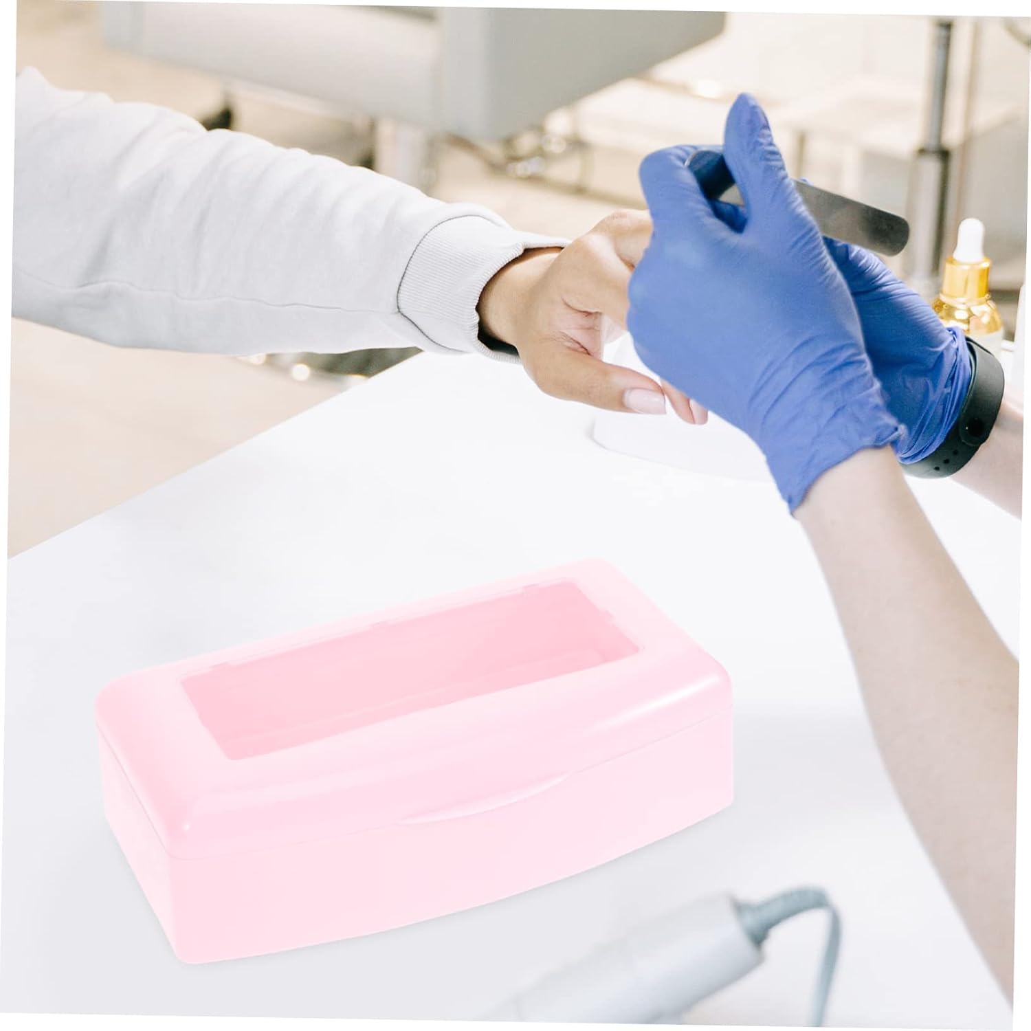 Manicure Box Temperature Gauge Professional Nail Art Tools Storage Case Plastic Tray for Nail Clippers and Accessories and Home Use