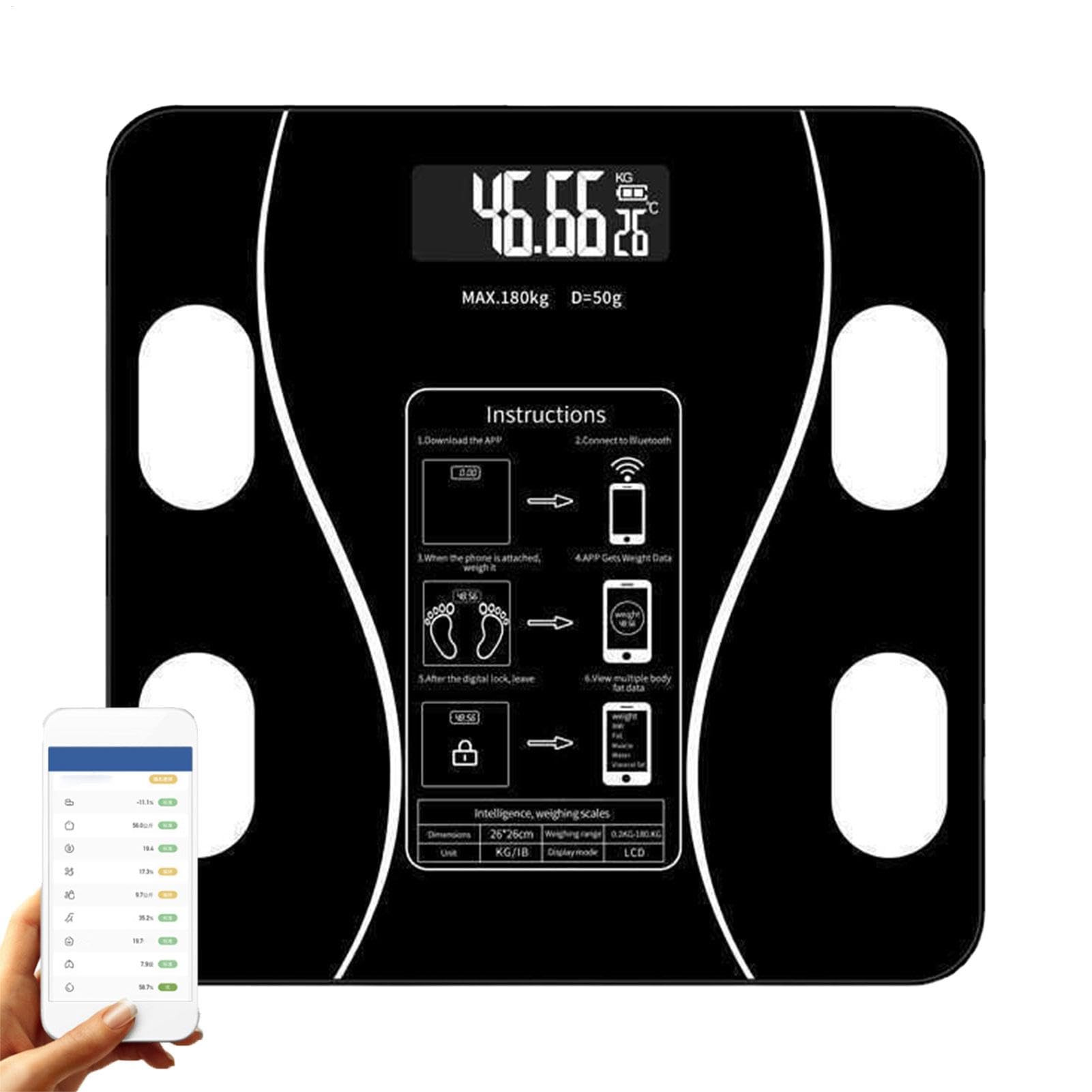 Échelles numériques pour le poids corporel, Salles de poids Salle de bain,Échelle numérique de la salle de bain BMI Paquer - Composition précise Monitor Health Analyzer avec smartphone App for Men Wom