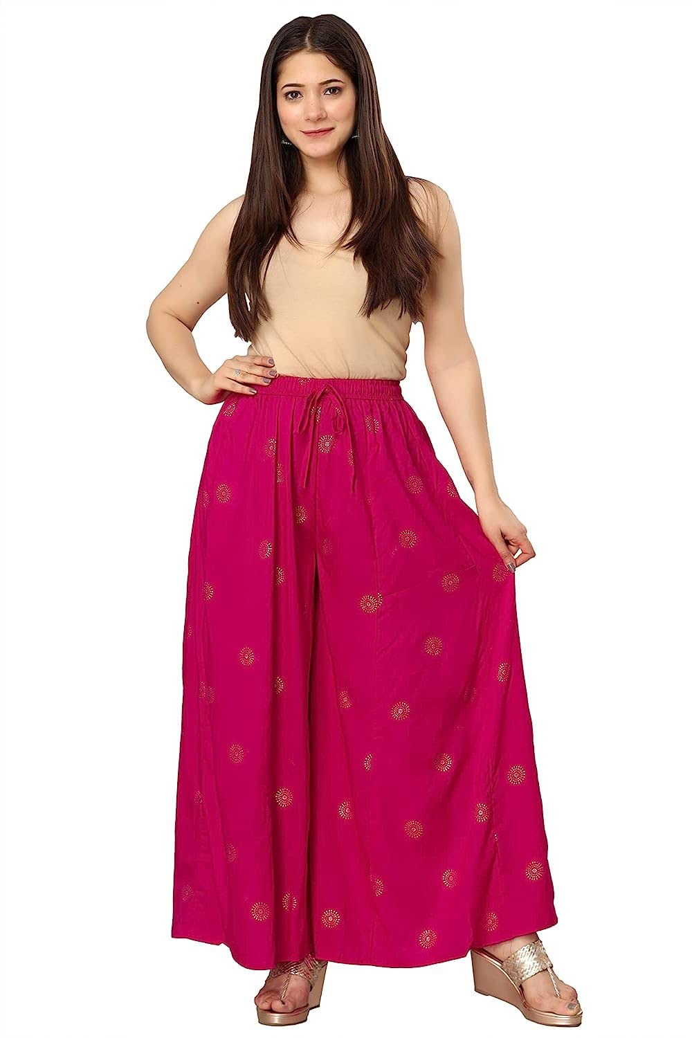 Rayon Gold Print Skirt Palazo || Free Size || Rayon Palazzo || Skirt Palazzo || Goldprint Skirt Palazzo || Multicolour-picture-48