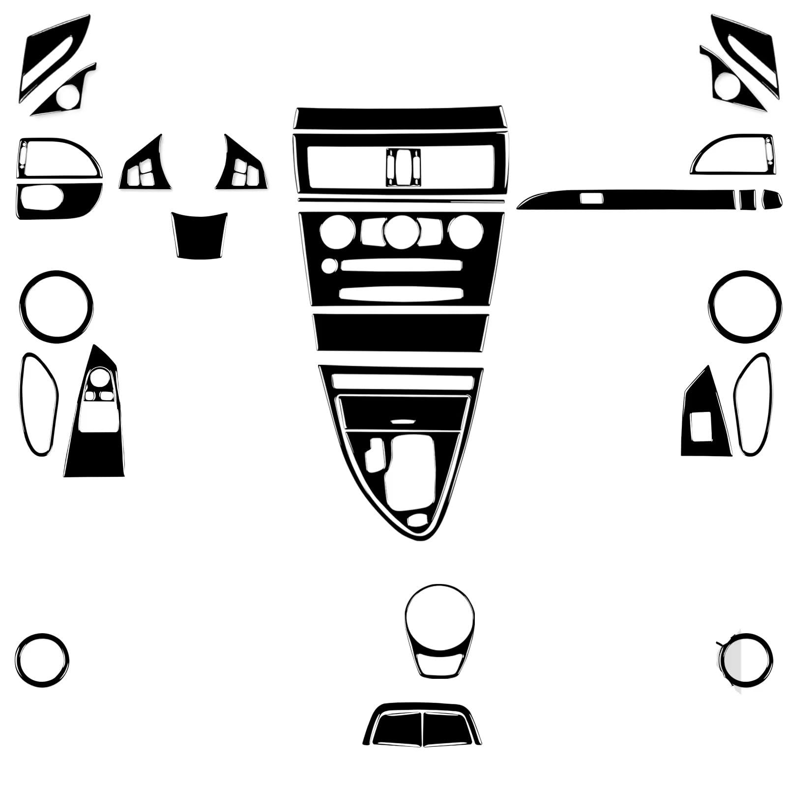 Button Trim Compatible with BMW 6 Series E63 E64 2004-2010 Piano Black Stickers for Car Dashboard Center Console Gear Shift Panel and Air Vents(Type 36)
