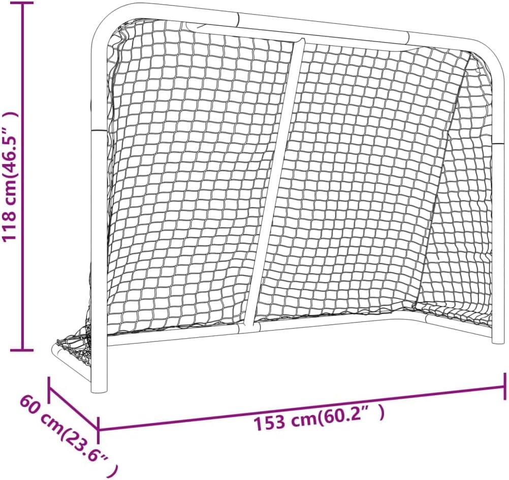 vidaXL Hockey Goal with Net Red&White 60.2x23.6x46.5 Steel&Polyester