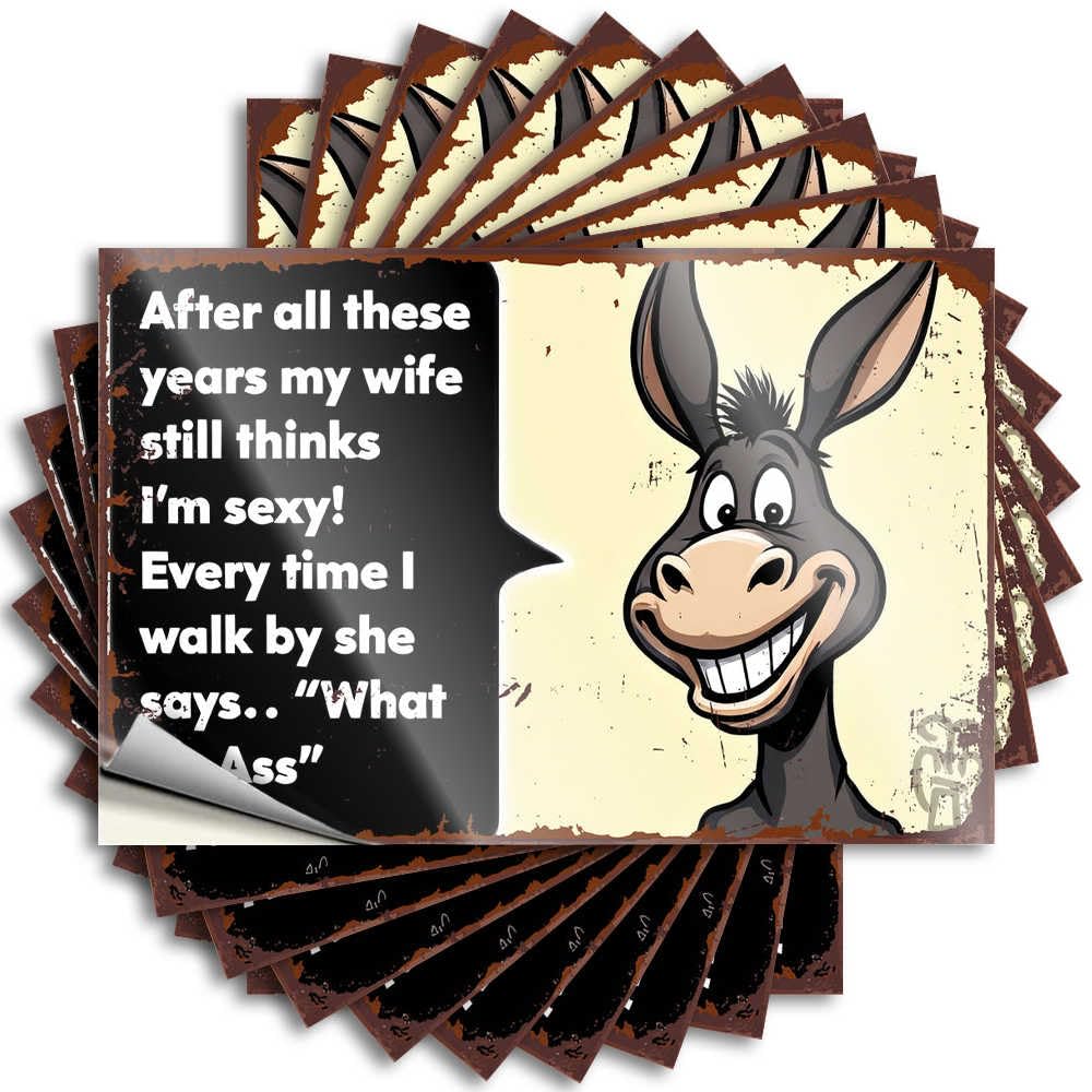 Camper Van Accessories Garage Saying | Donkey Joke: Wife's Compliment Fire Durable Vinyl Sticker Easy Apply for Math(12X18CM)