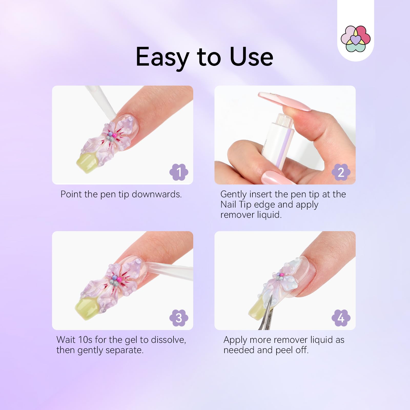 SAVILAND Advanced Press On Nail Polish Remover Pen: 10-sekundowy, bezproblemowy zmywacz do kleju do paznokci, 2 sztuki Click & Remove Nail Glue Remover do paznokci Press On