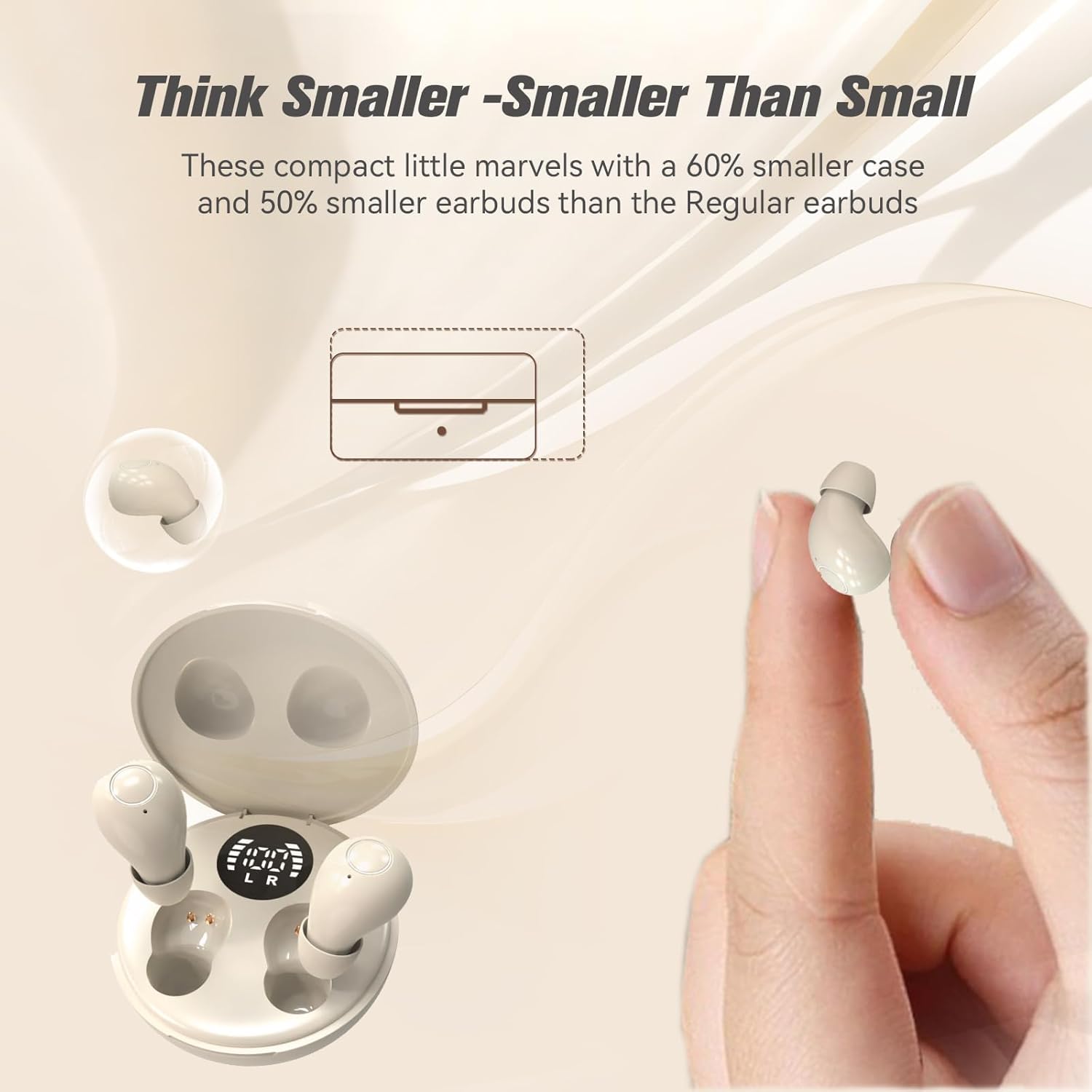 Small Mini Invisible Earbuds Wireless Bluetooth for Small Ears Low Profile Tiny Discreet Hidden Sleeping Earbuds for Work Sleep Ear Buds Invisible Headphones Buds Skin Tone - Image 2